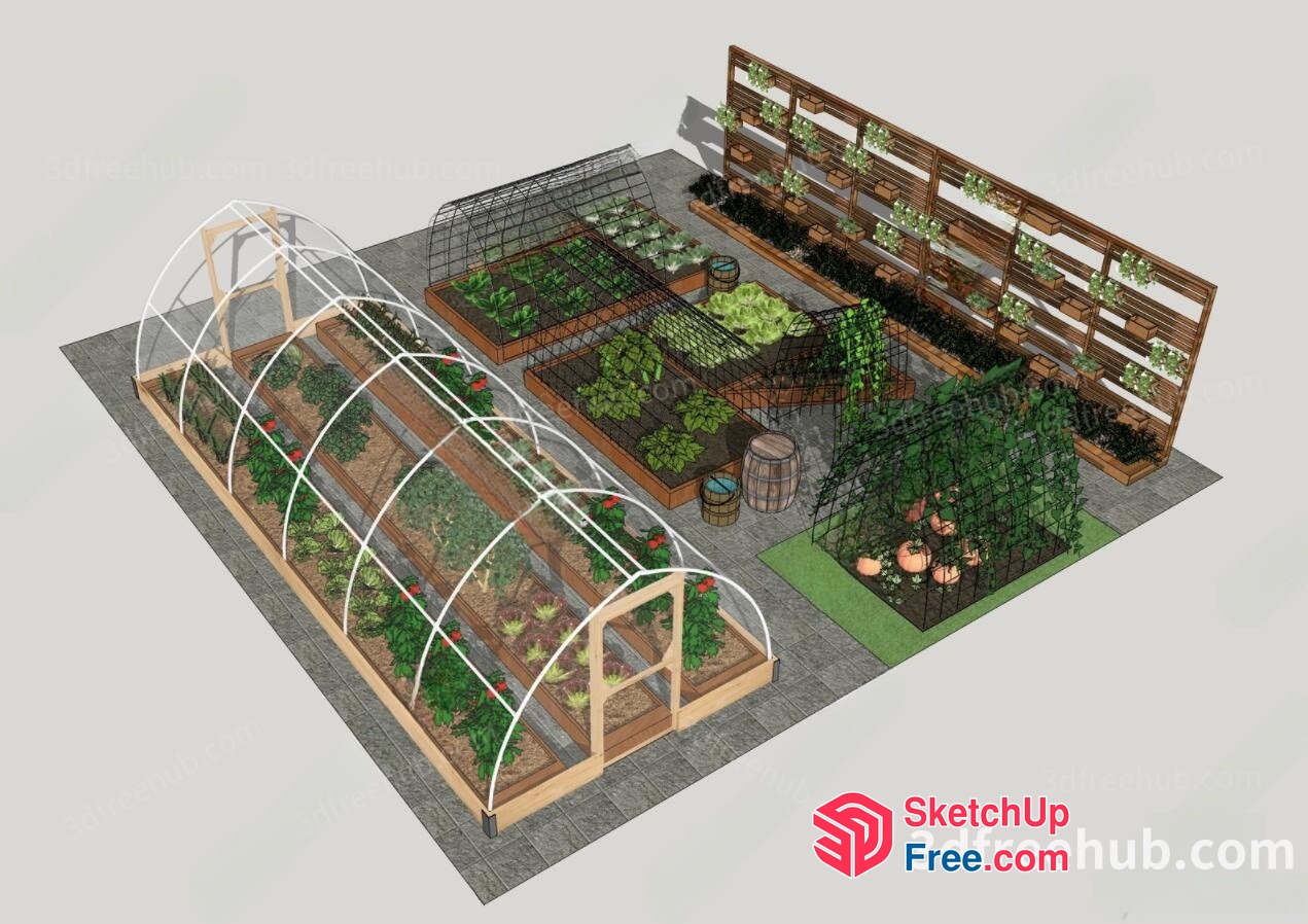 3D Greenhouse Garden Plan 3D SketchUp File