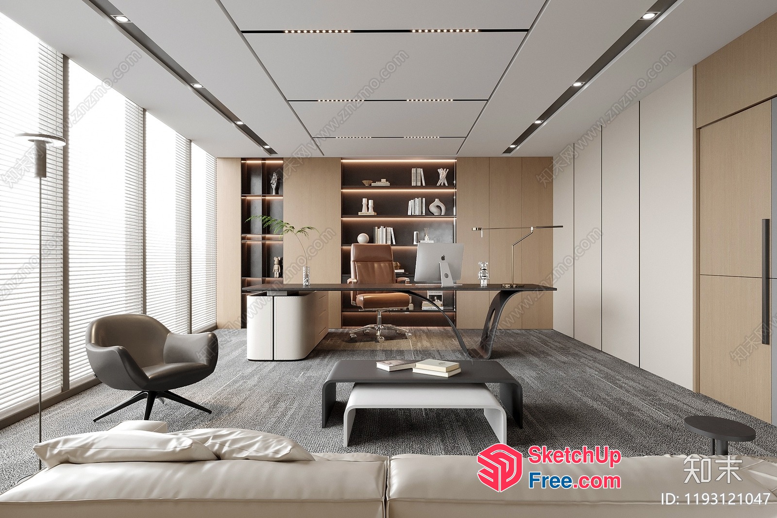 Modern Office Space With Sleek Furniture And Natural Light 3D SketchUp File