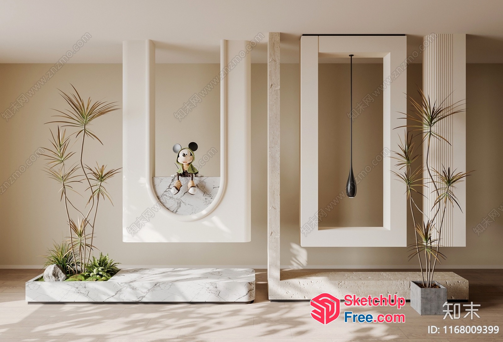 Minimalist Japanese Style Interior With Mickey Mouse 3D SketchUp File