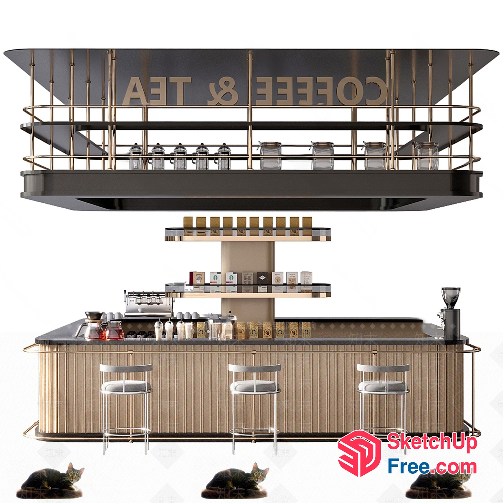Coffee Bar Interior Design With Modern Decor 3D SketchUp File