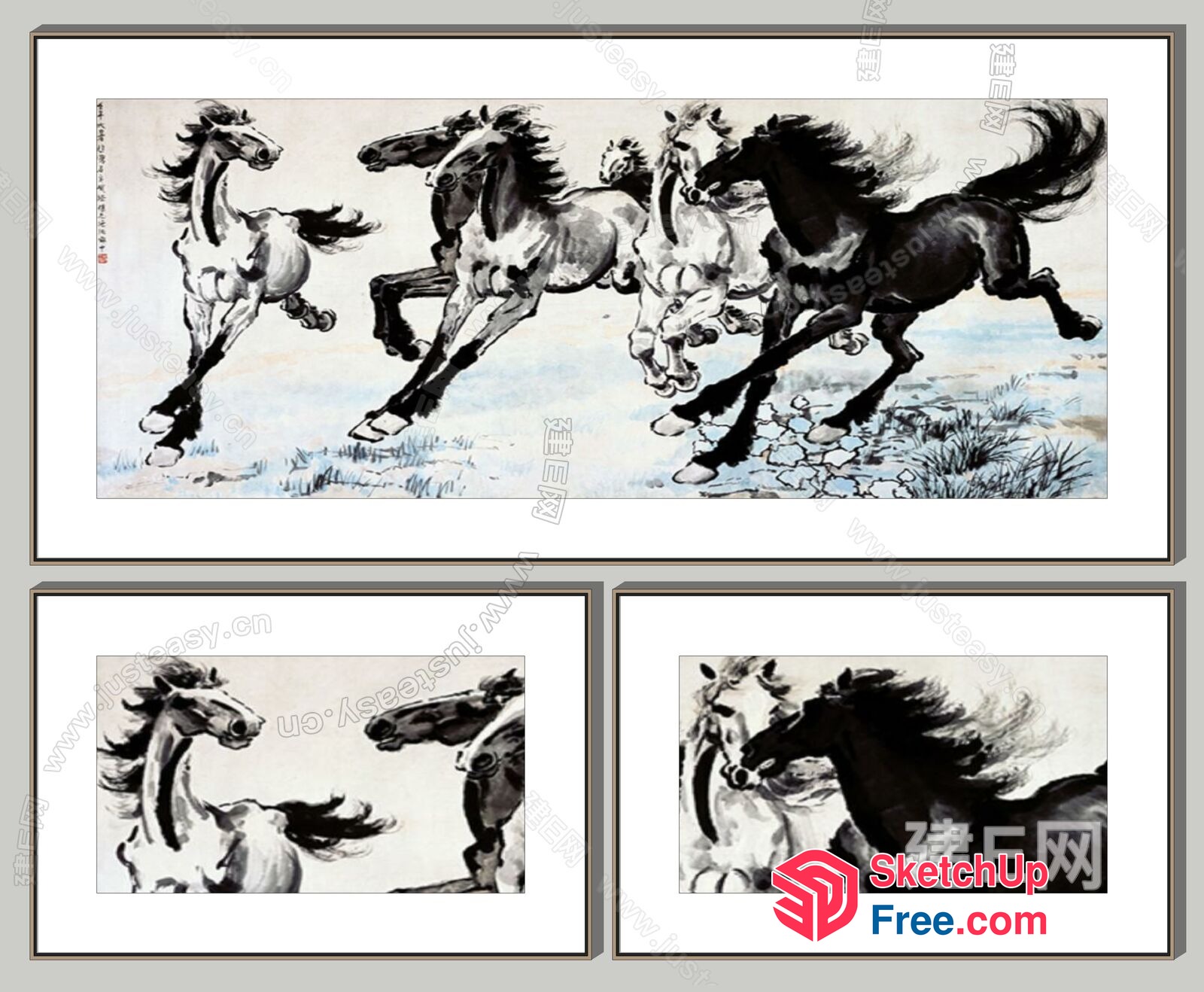 Vibrant Horses In Motion 3D SketchUp File