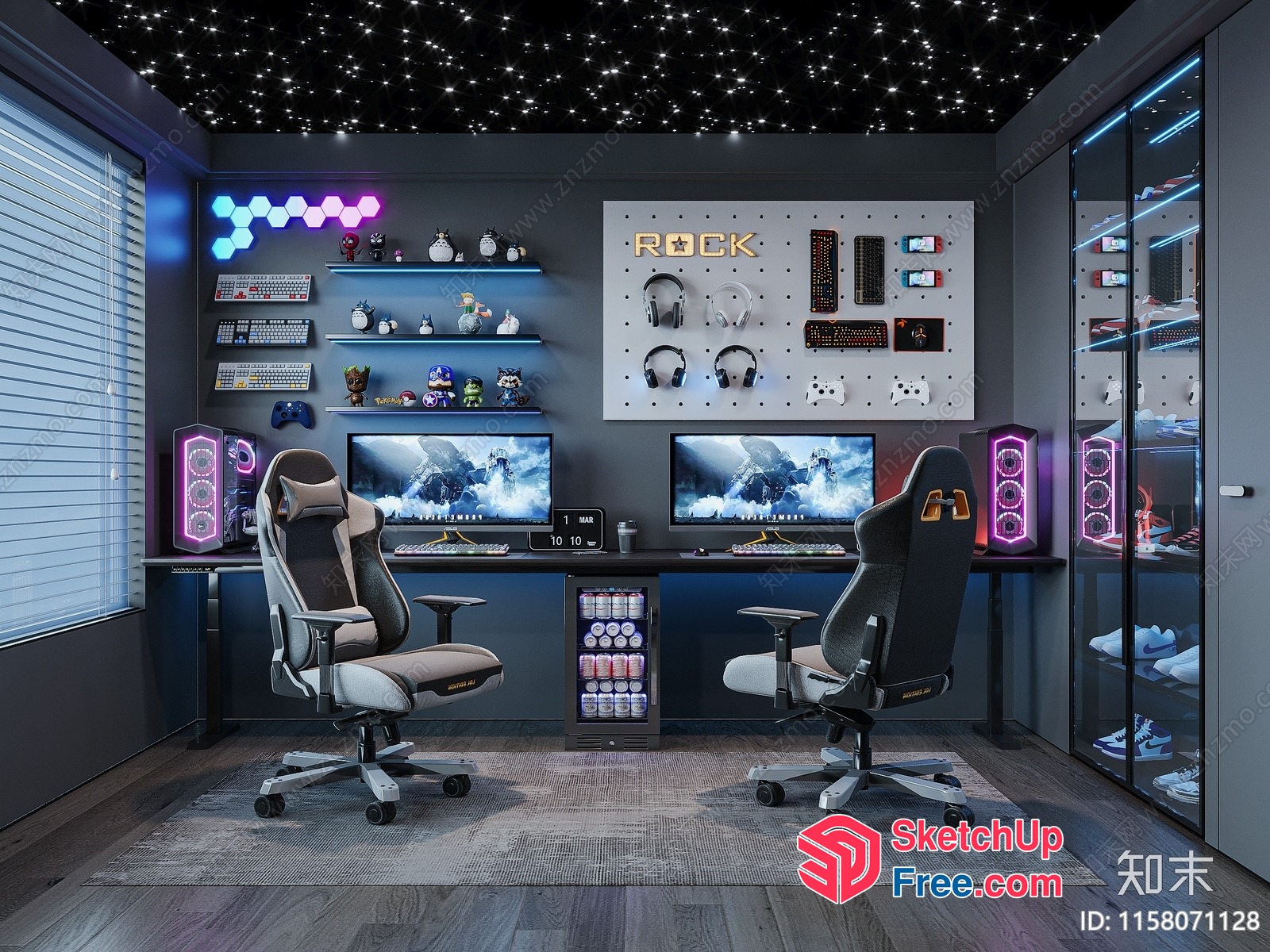 Modern Gaming Room With Unique Decor 3D SketchUp File