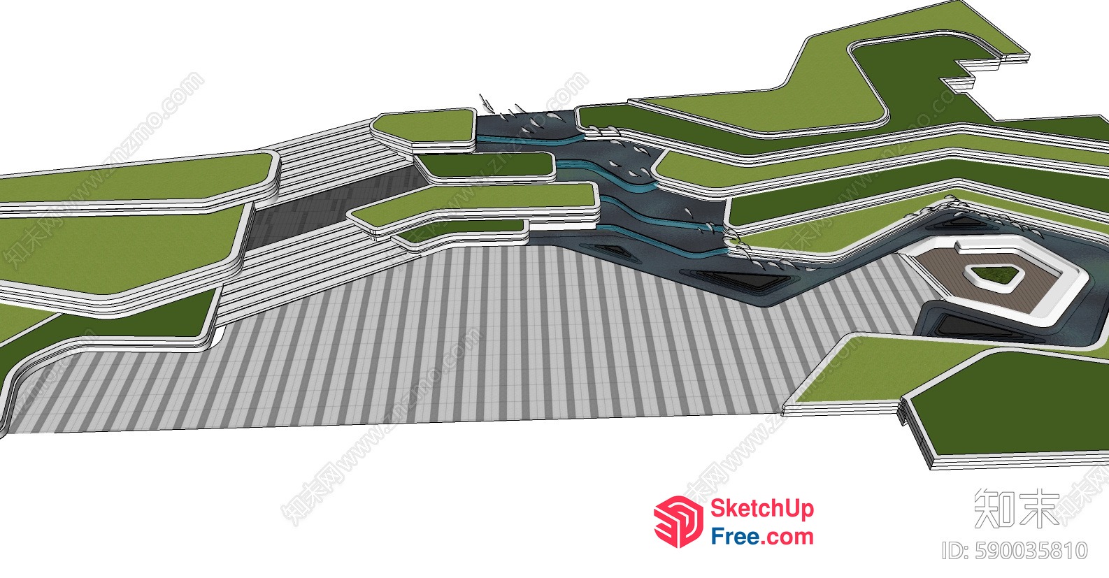 3D Model Of A Futuristic Cityscape 3D SketchUp File