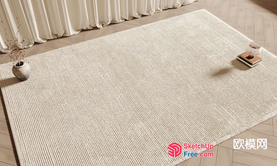 Modern Minimalist Living Room Rug 3D SketchUp File