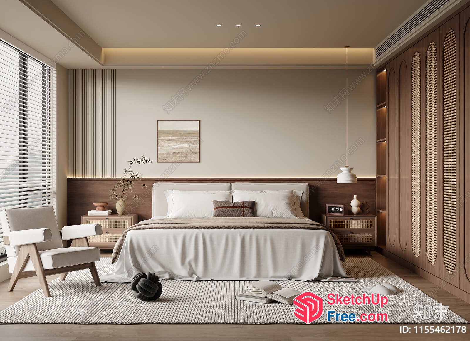 Elegant And Serene Modern Bedroom 3D SketchUp File