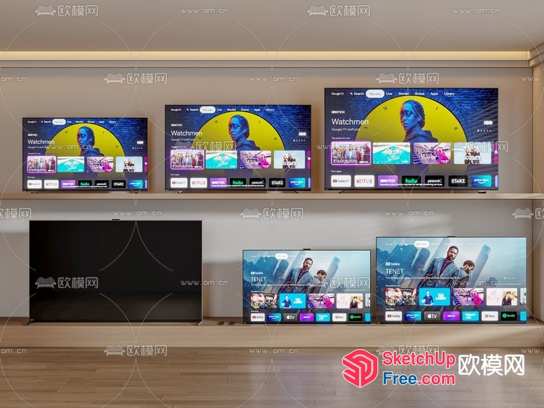 Tv Arrangement In A Room 3D SketchUp File