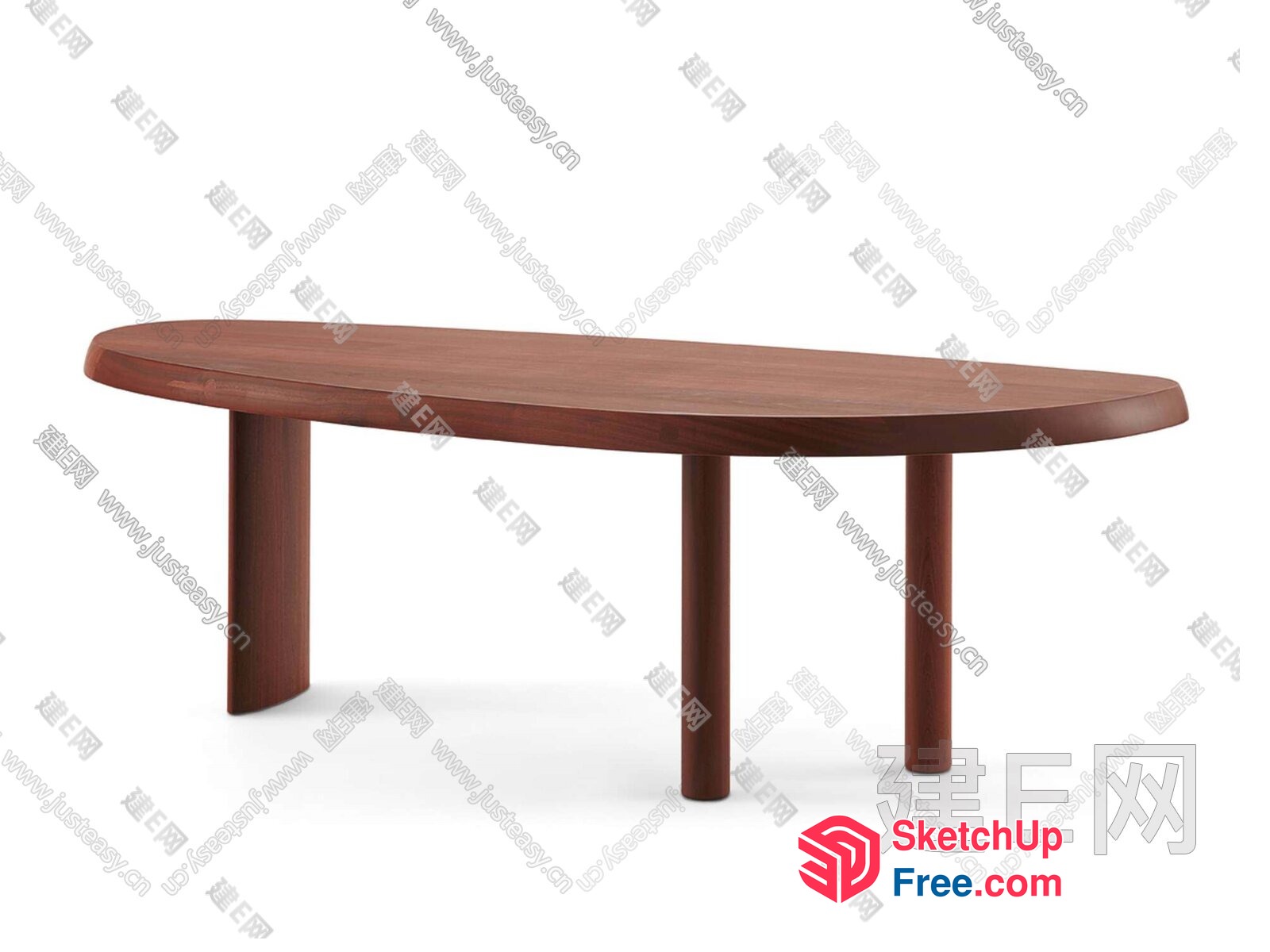 Elegant Brown Wooden Bench 3D SketchUp File