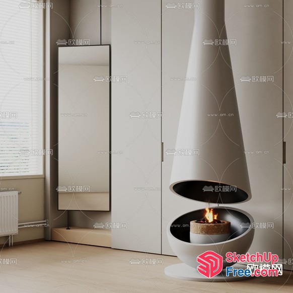 Modern Minimalist Fireplace Design 3D SketchUp File