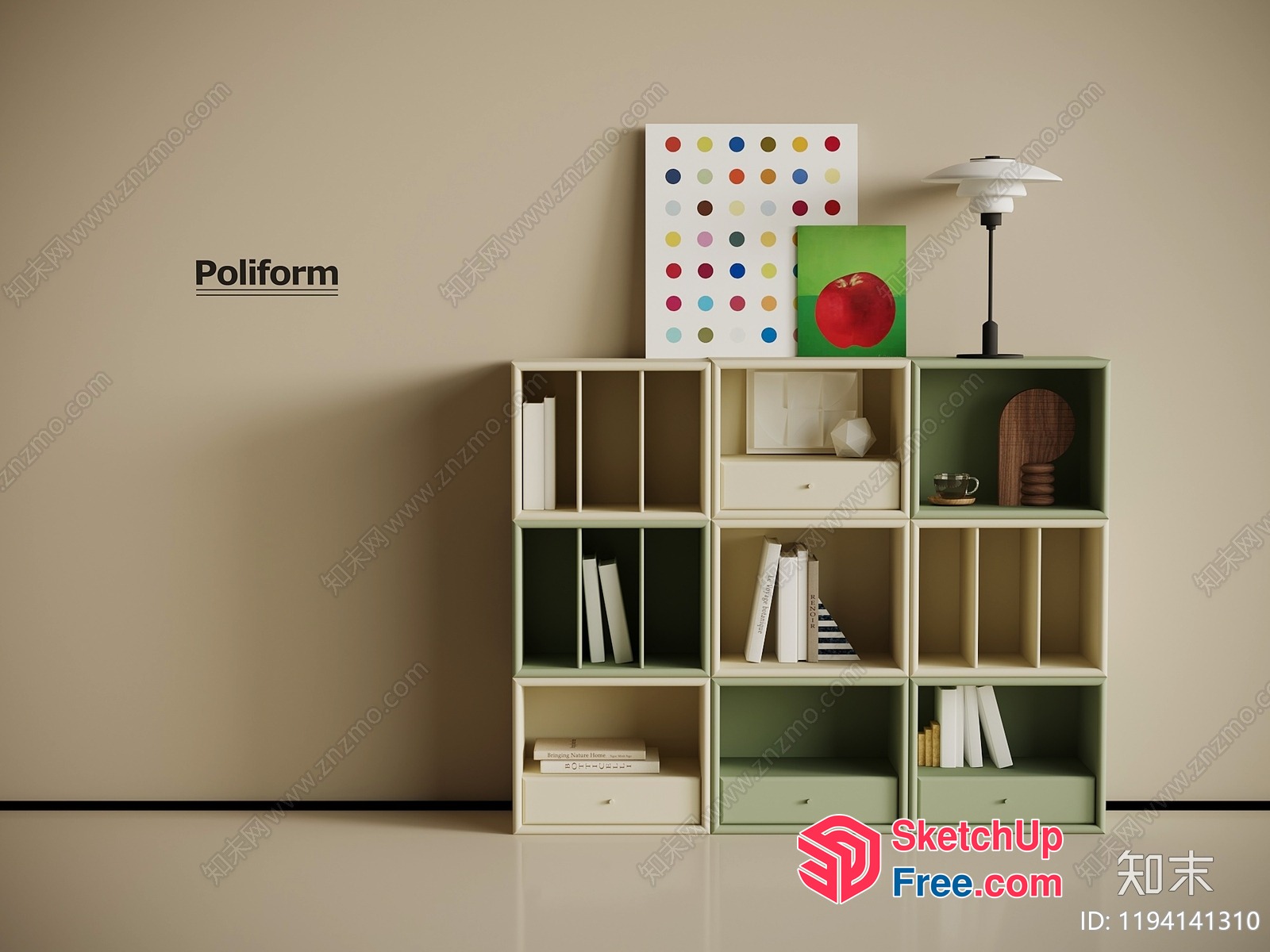 Poliform Bookcase With Storage And Decor 3D SketchUp File