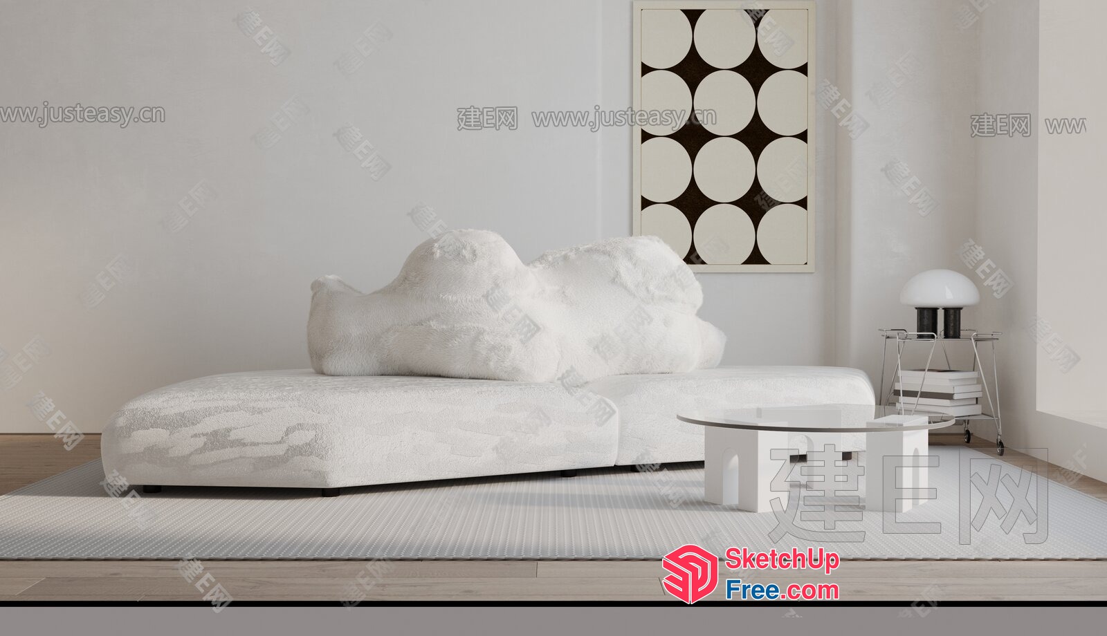 Minimalist White Living Room Decor 3D SketchUp File