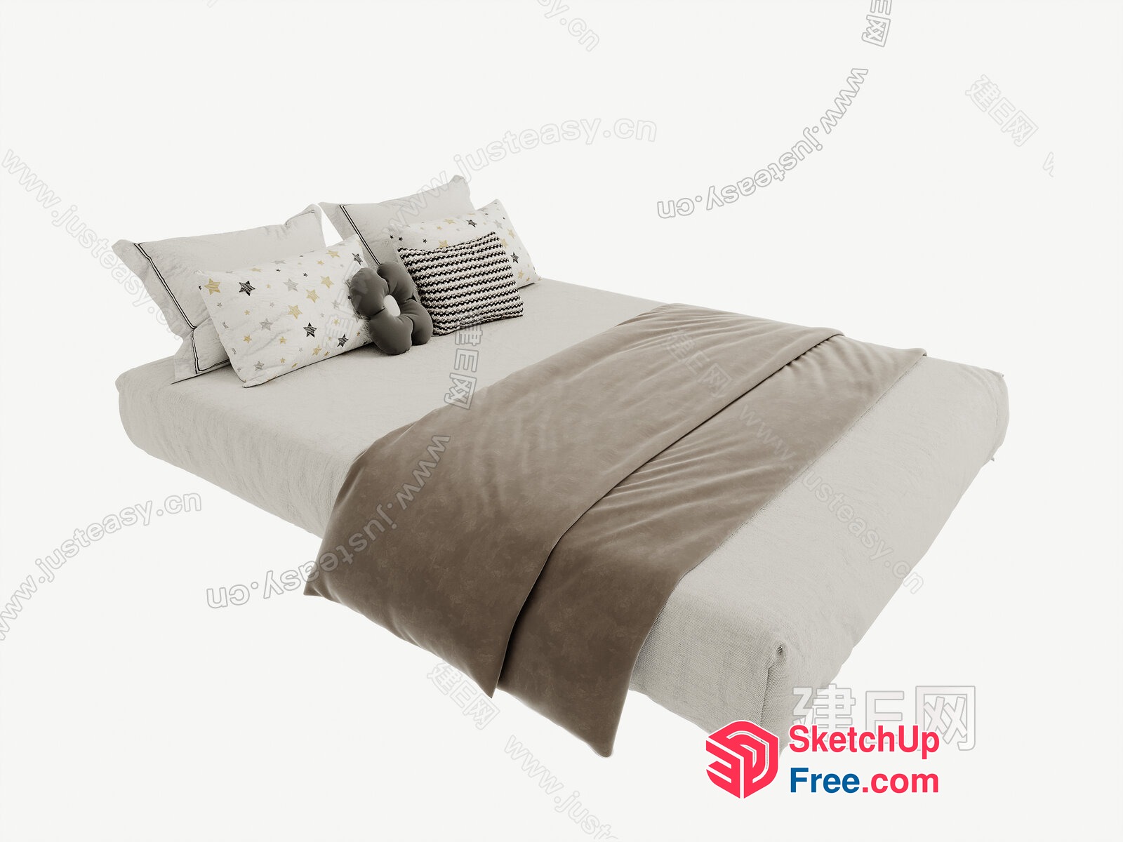 Bed With Pillows And Blanket 3D SketchUp File