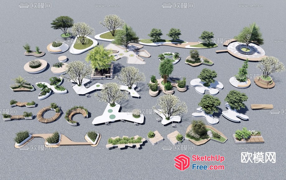 Modern Outdoor Decorative Elements 3D SketchUp File