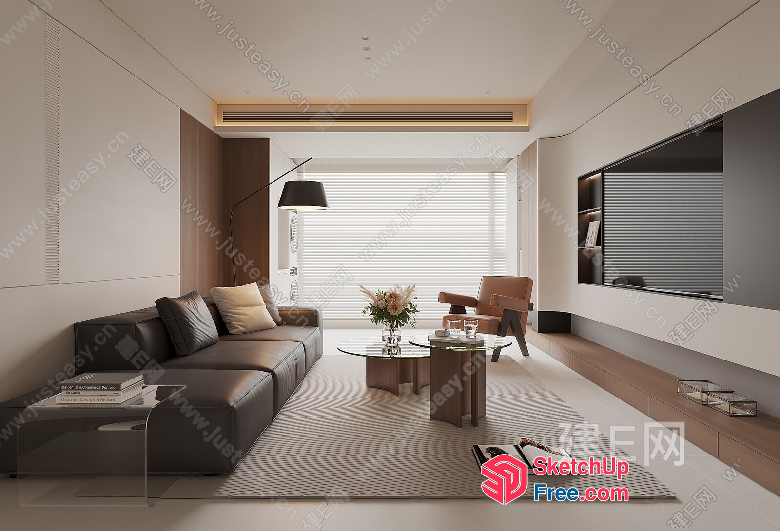 Modern Minimalist Living Room With Natural Light 3D SketchUp File