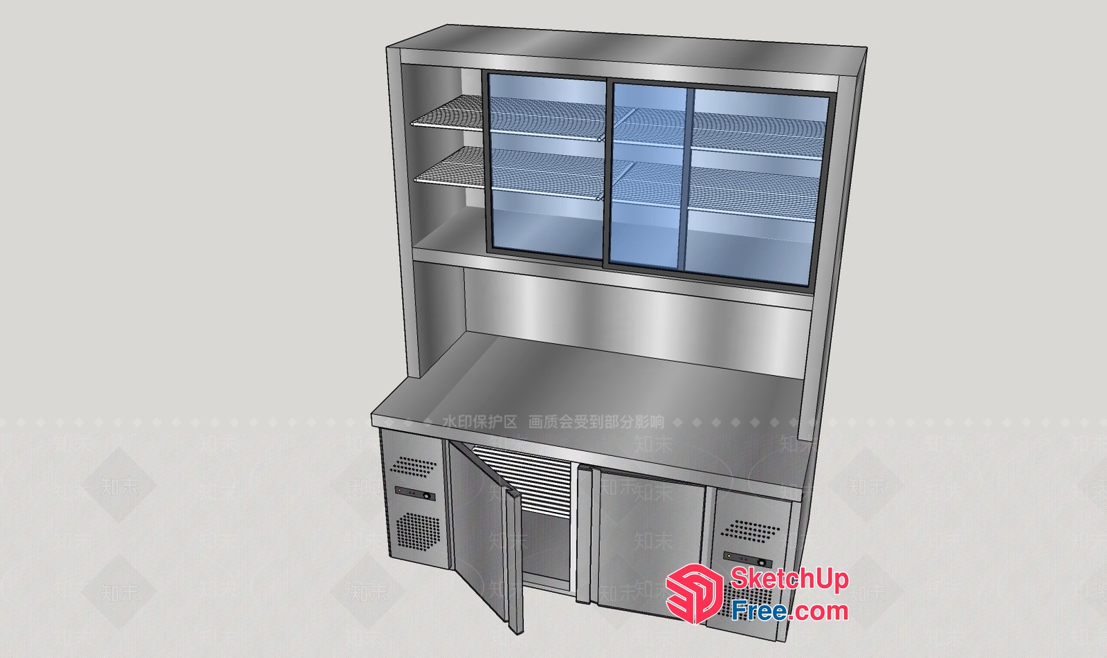 Modern Stainless Steel Kitchen Storage Unit 3D SketchUp File