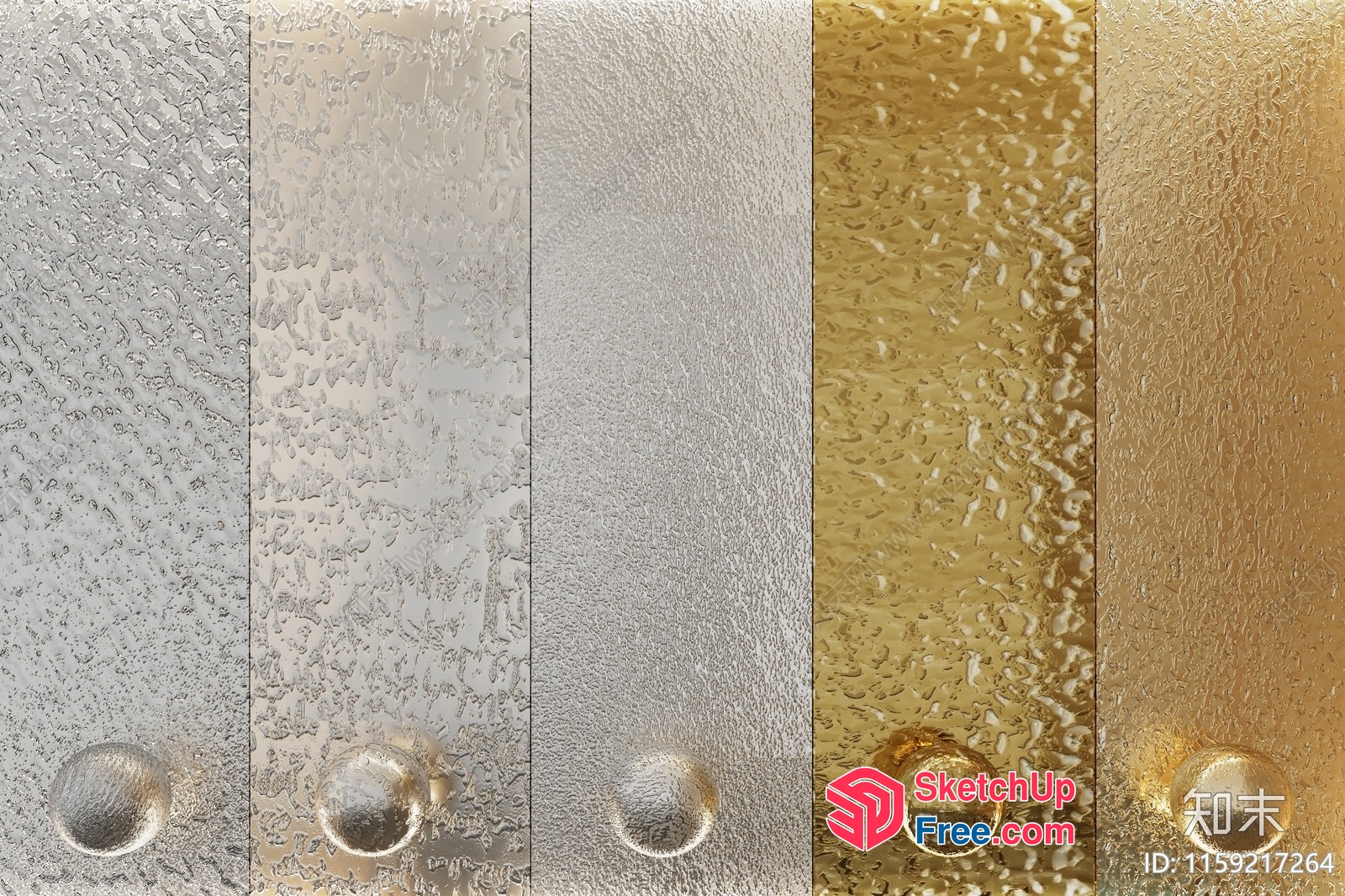 Frosted Glass Wall Panels With Circular Indentations 3D SketchUp File
