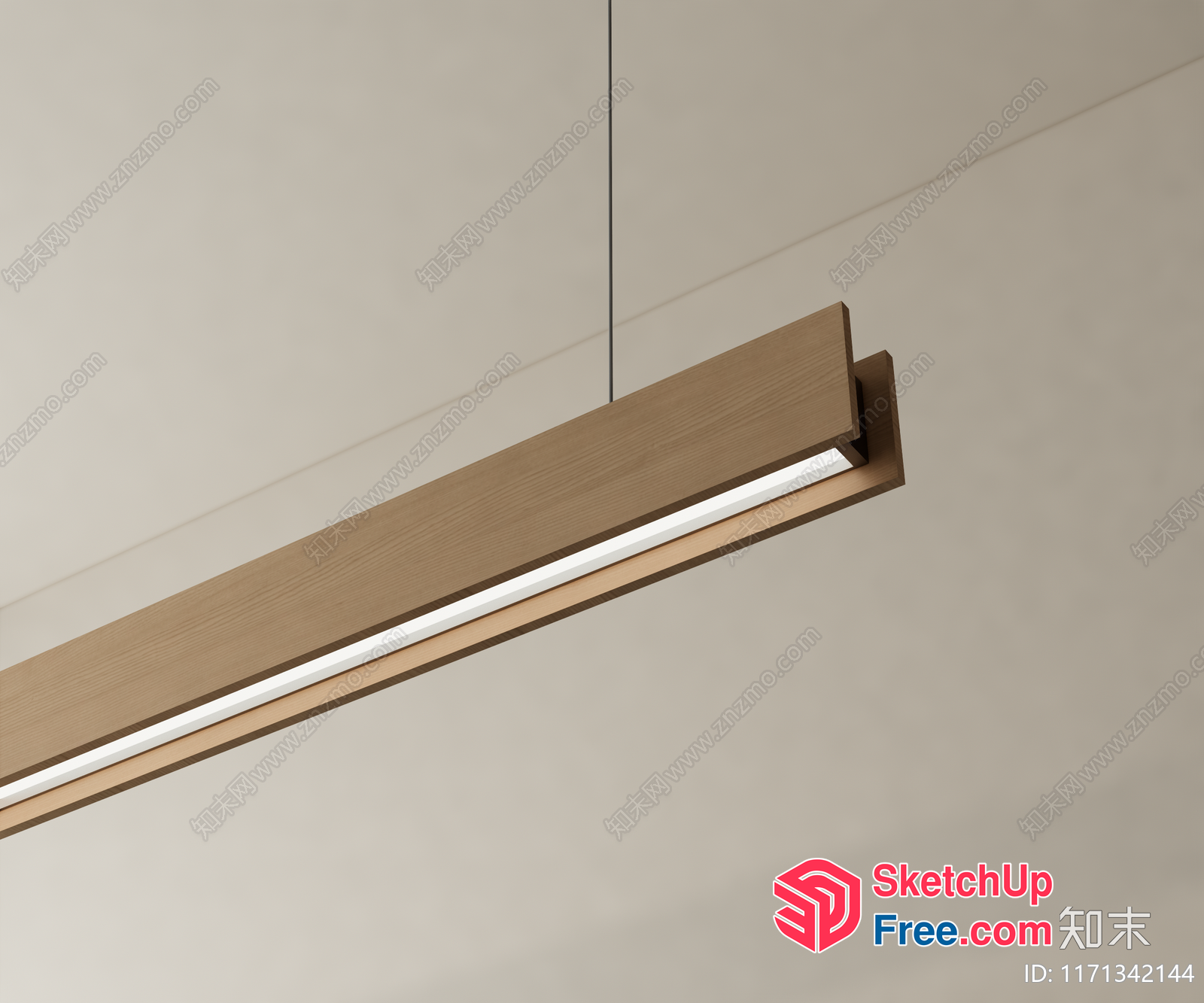 Simple Modern Wooden Light Fixture 3D SketchUp File