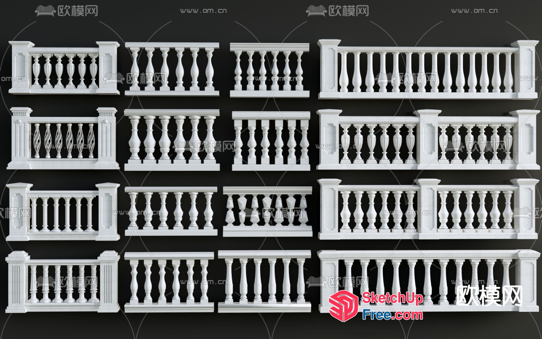 White Railing Designs 3D SketchUp File