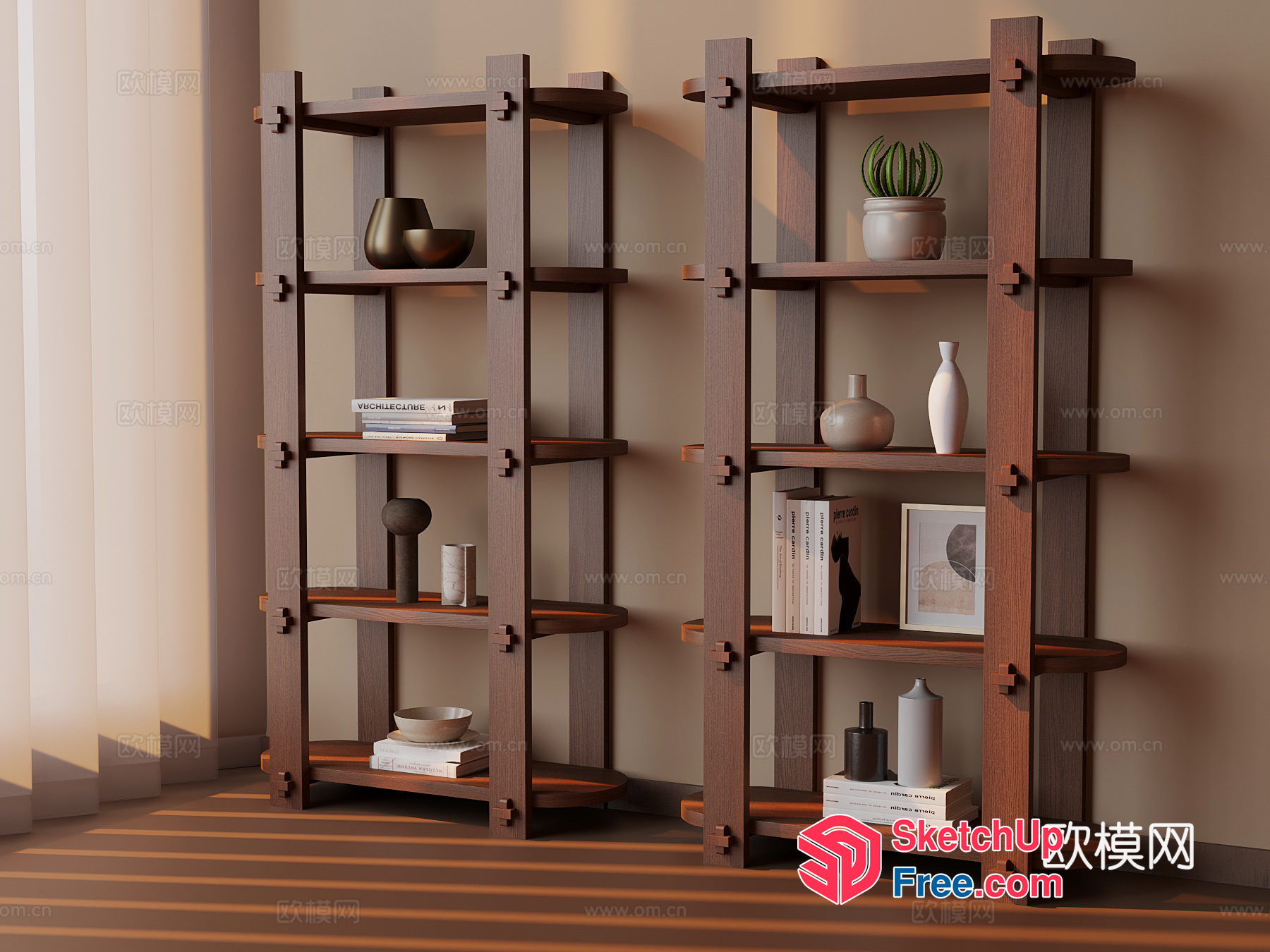 Modern Shelving Unit With Decorative Items 3D SketchUp File
