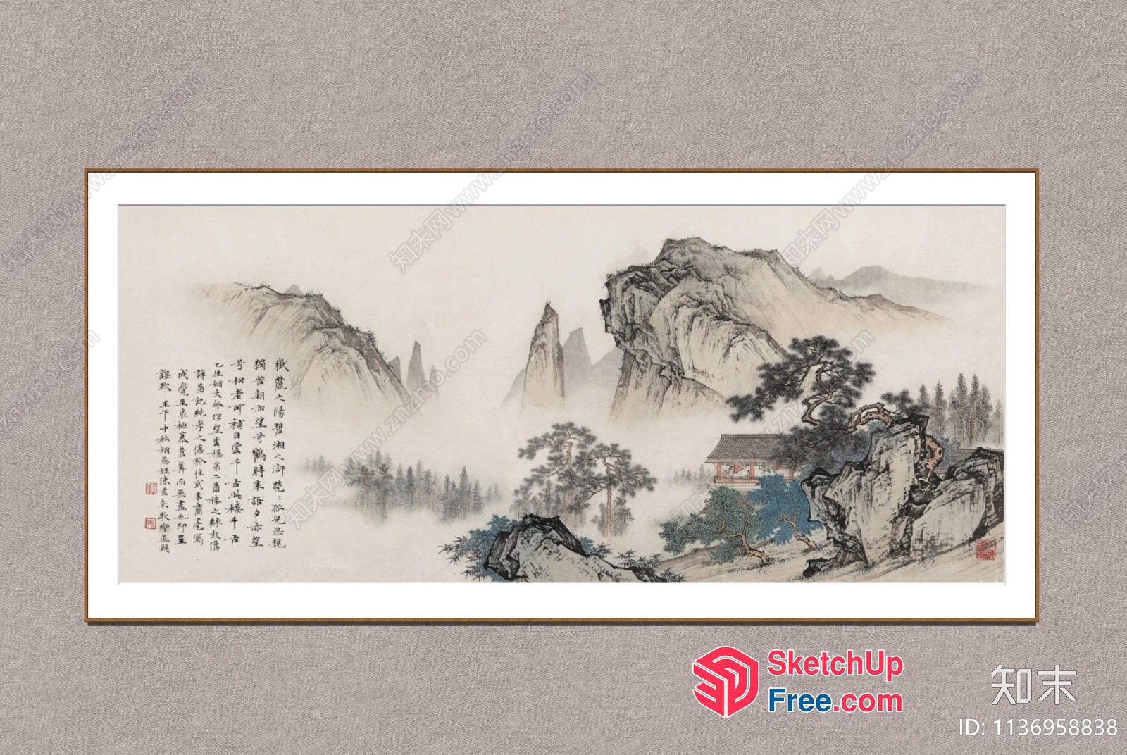 Serene Mountain Landscape With Traditional Chinese Architecture 3D SketchUp File