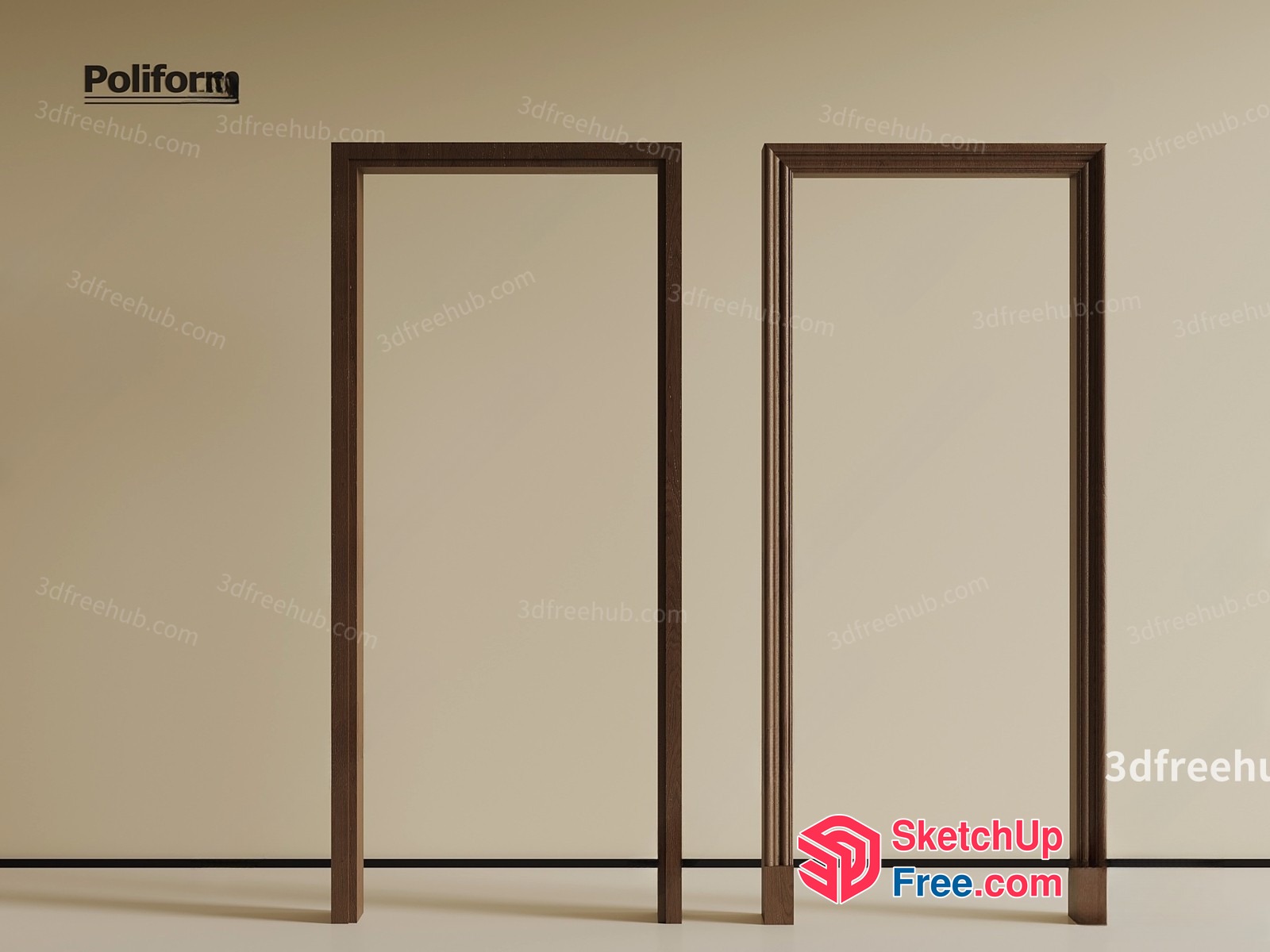Brown Wooden Door Frames 3D SketchUp File