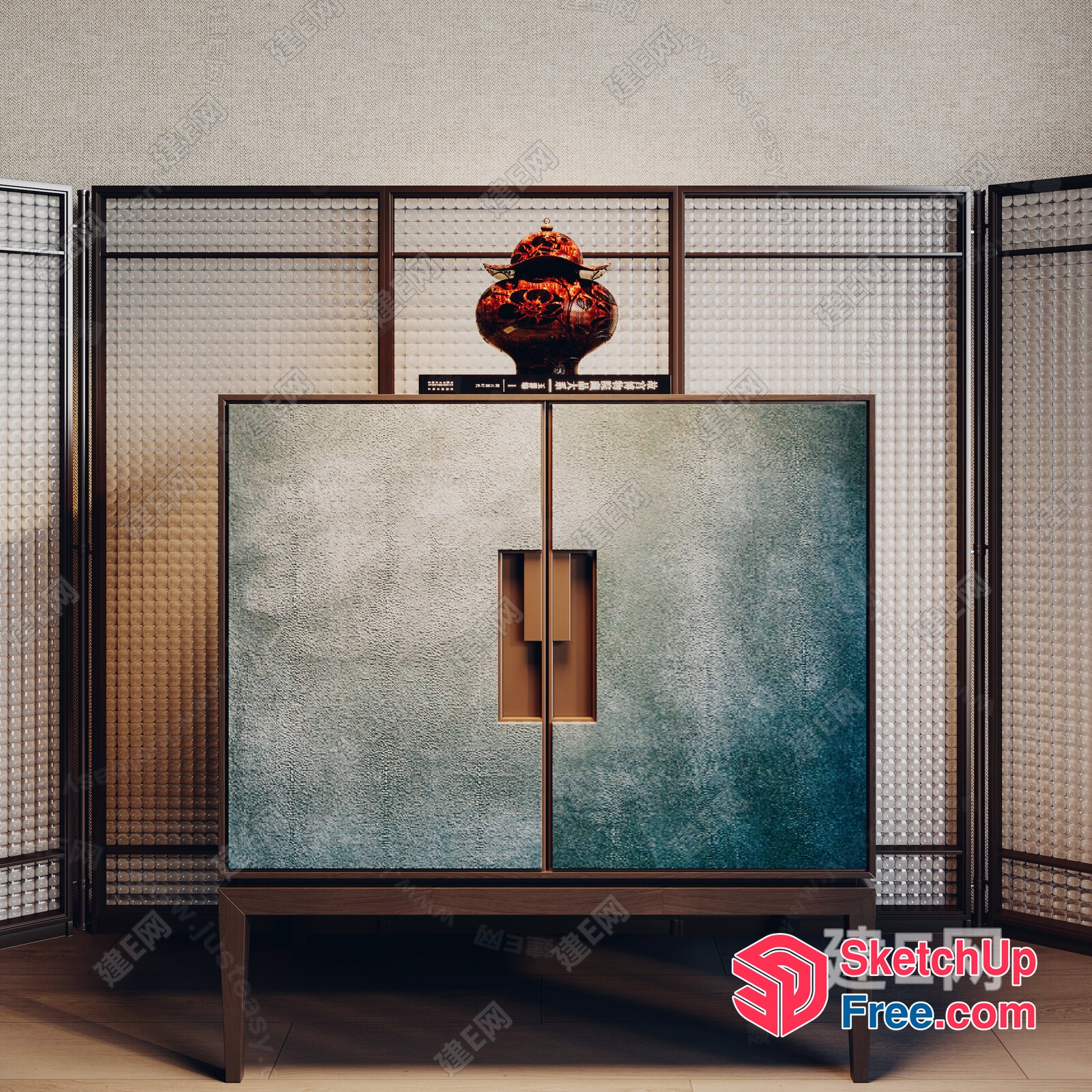 Elegant Traditional Chinese Style Partition Screen 3D SketchUp File