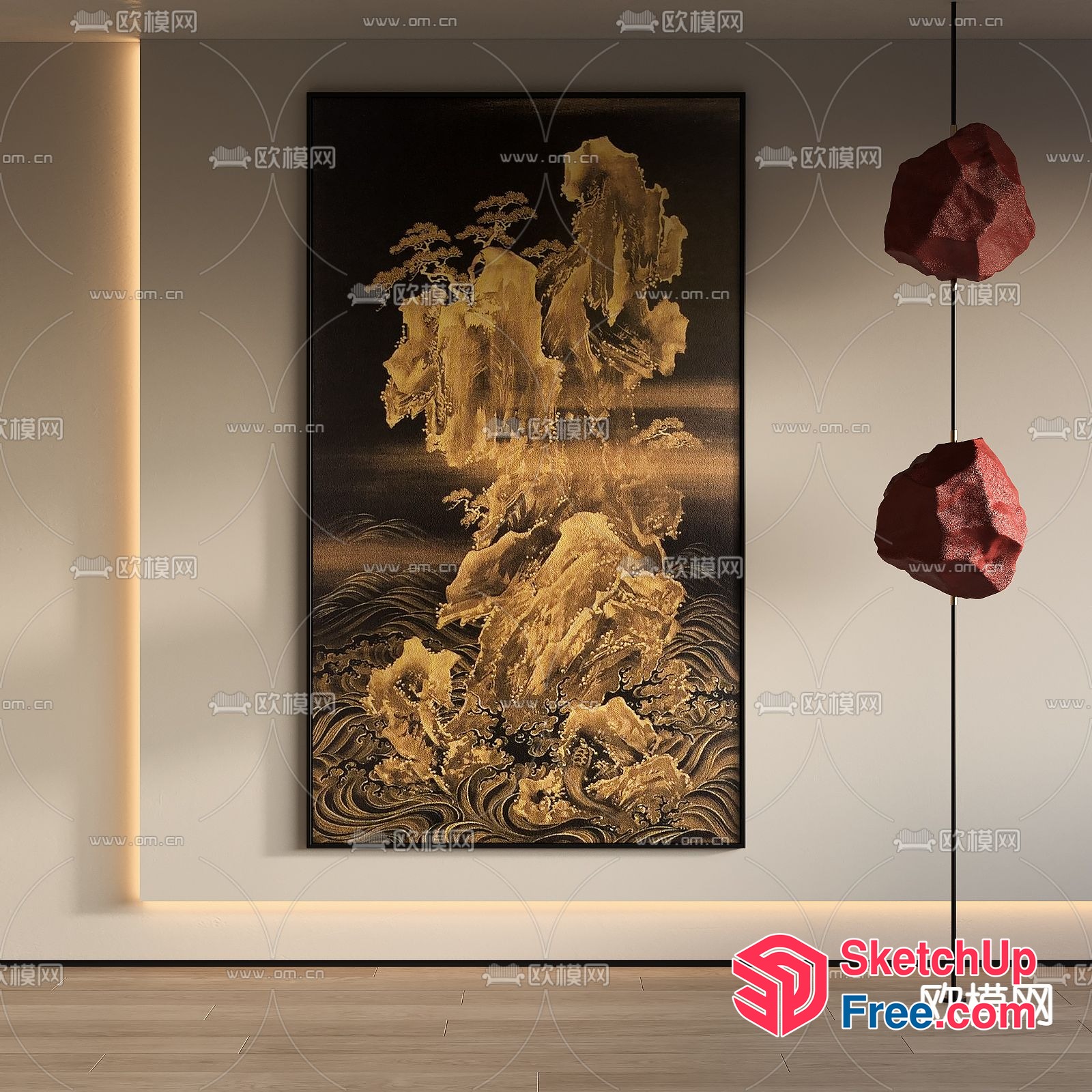 Gold And Black Artistic Painting 3D SketchUp File