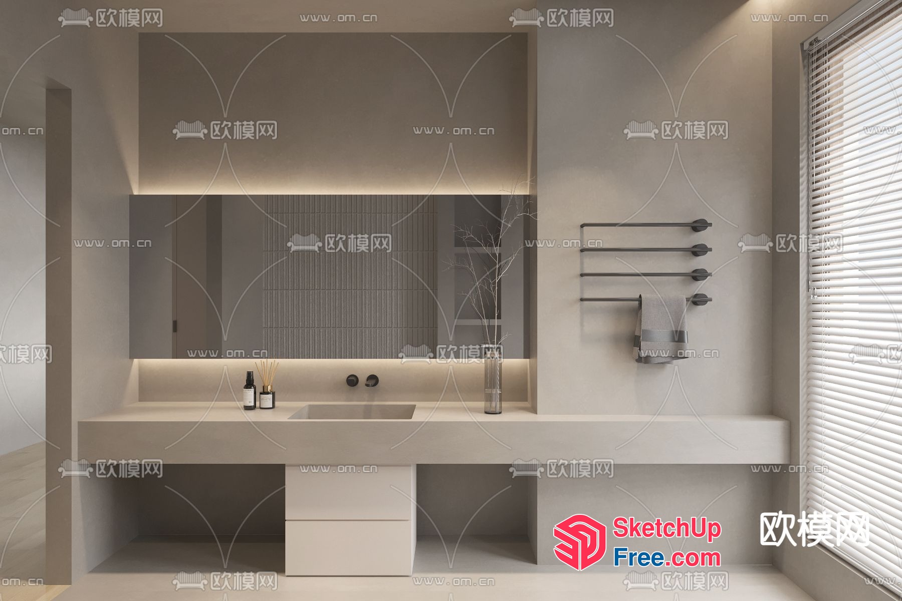 Modern Minimalist Bathroom Interior 3D SketchUp File