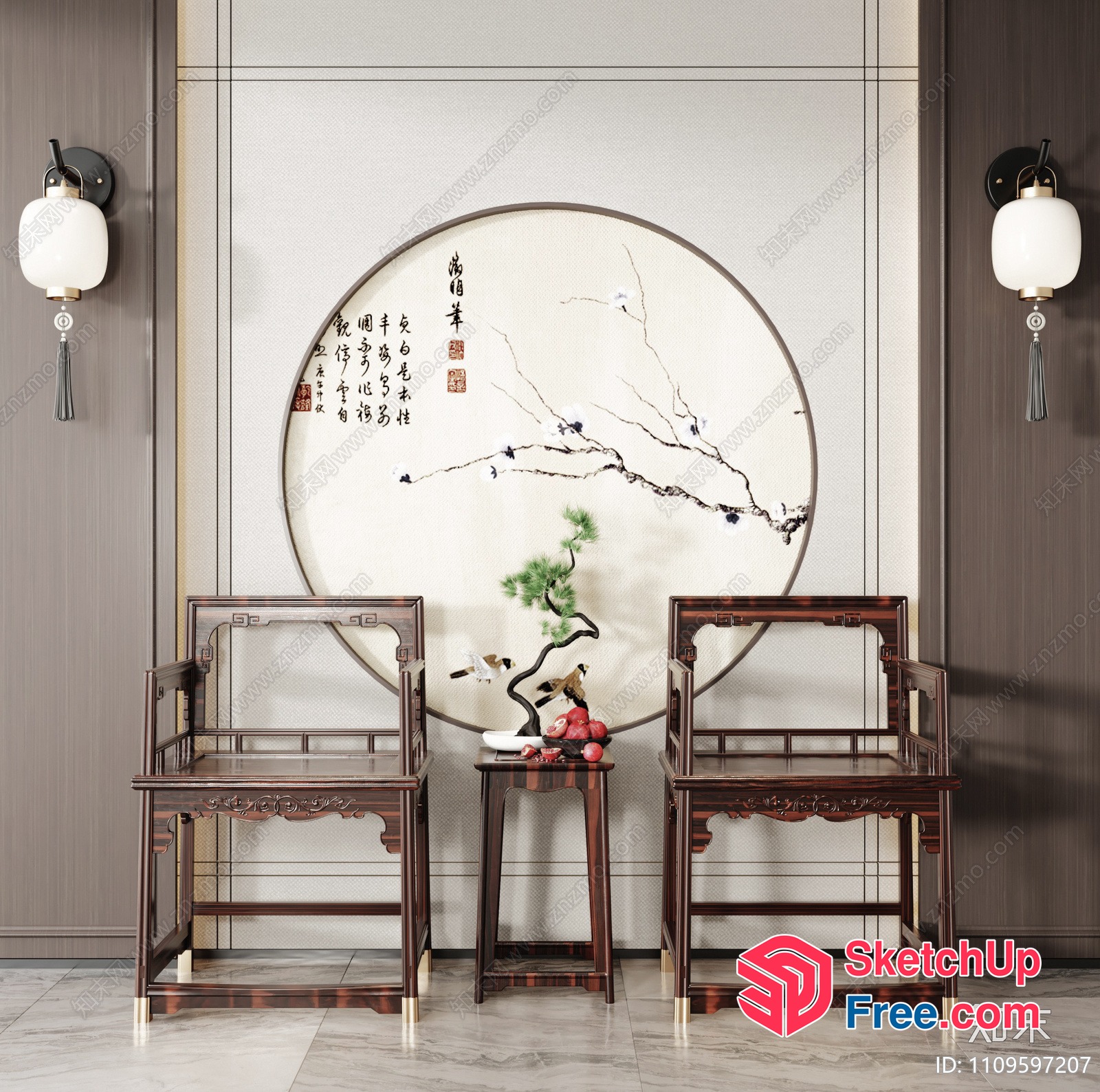 Traditional Asian-Inspired Interior Decor 3D SketchUp File