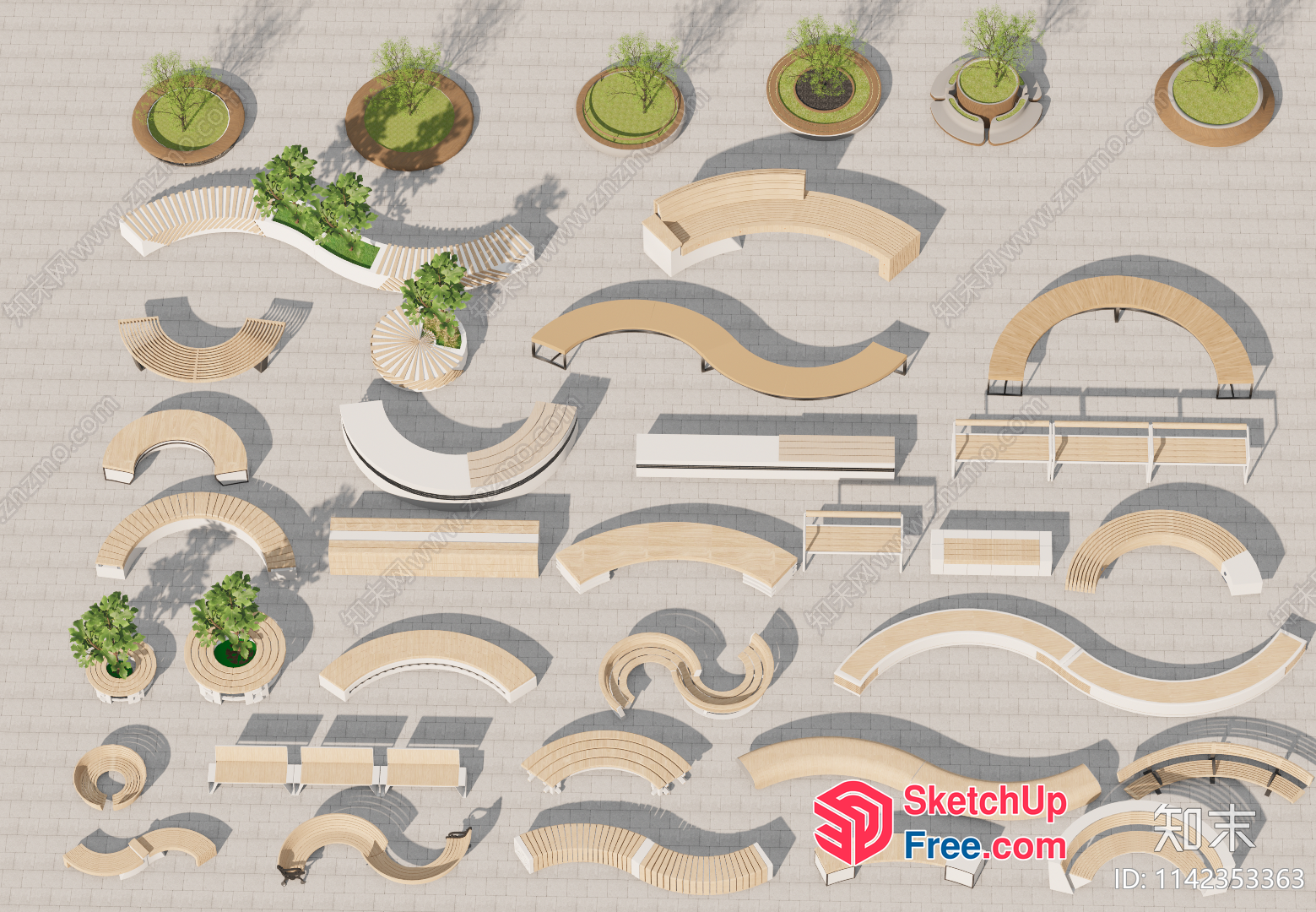 Curved Outdoor Seating Arrangement 3D SketchUp File