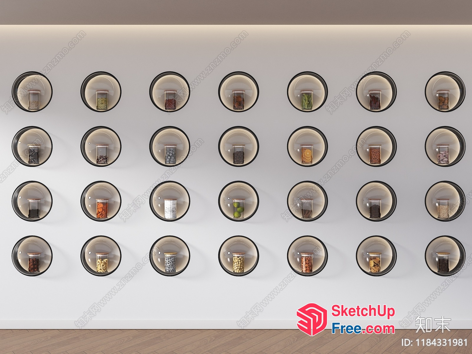 Modern Wall Display Of Unique Containers 3D SketchUp File