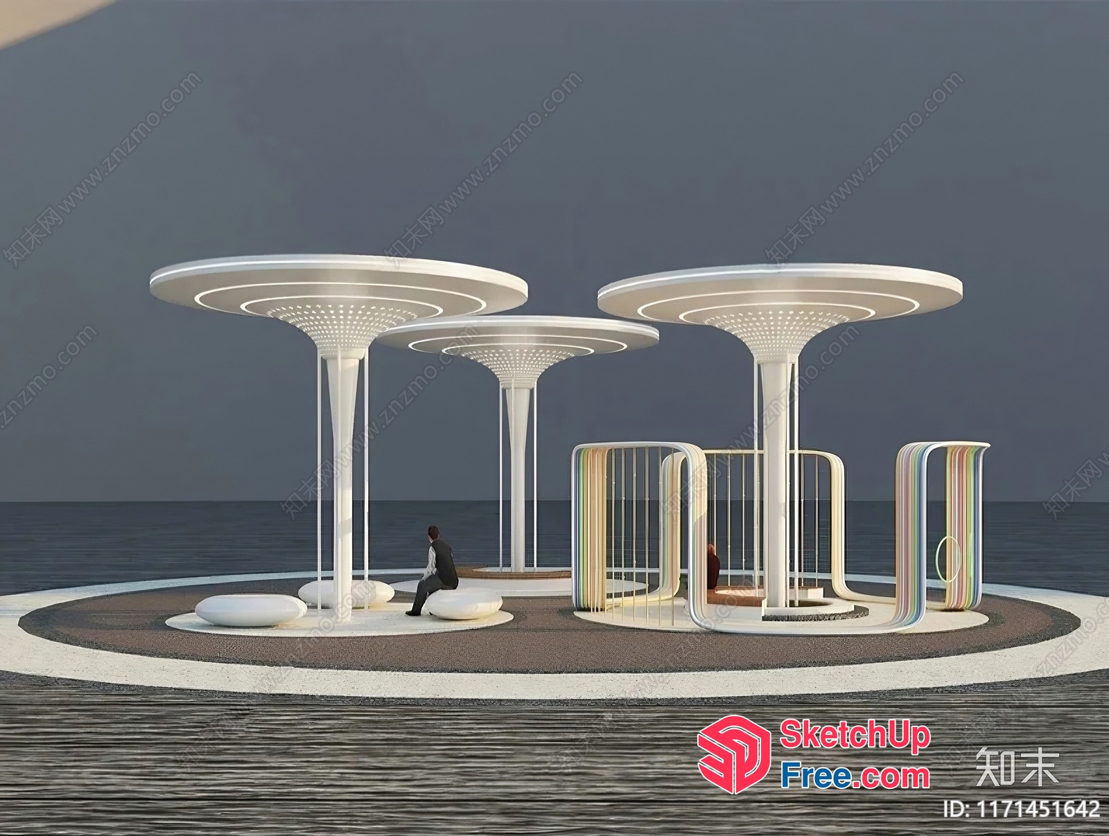 Modern Futuristic Outdoor Seating Area 3D SketchUp File