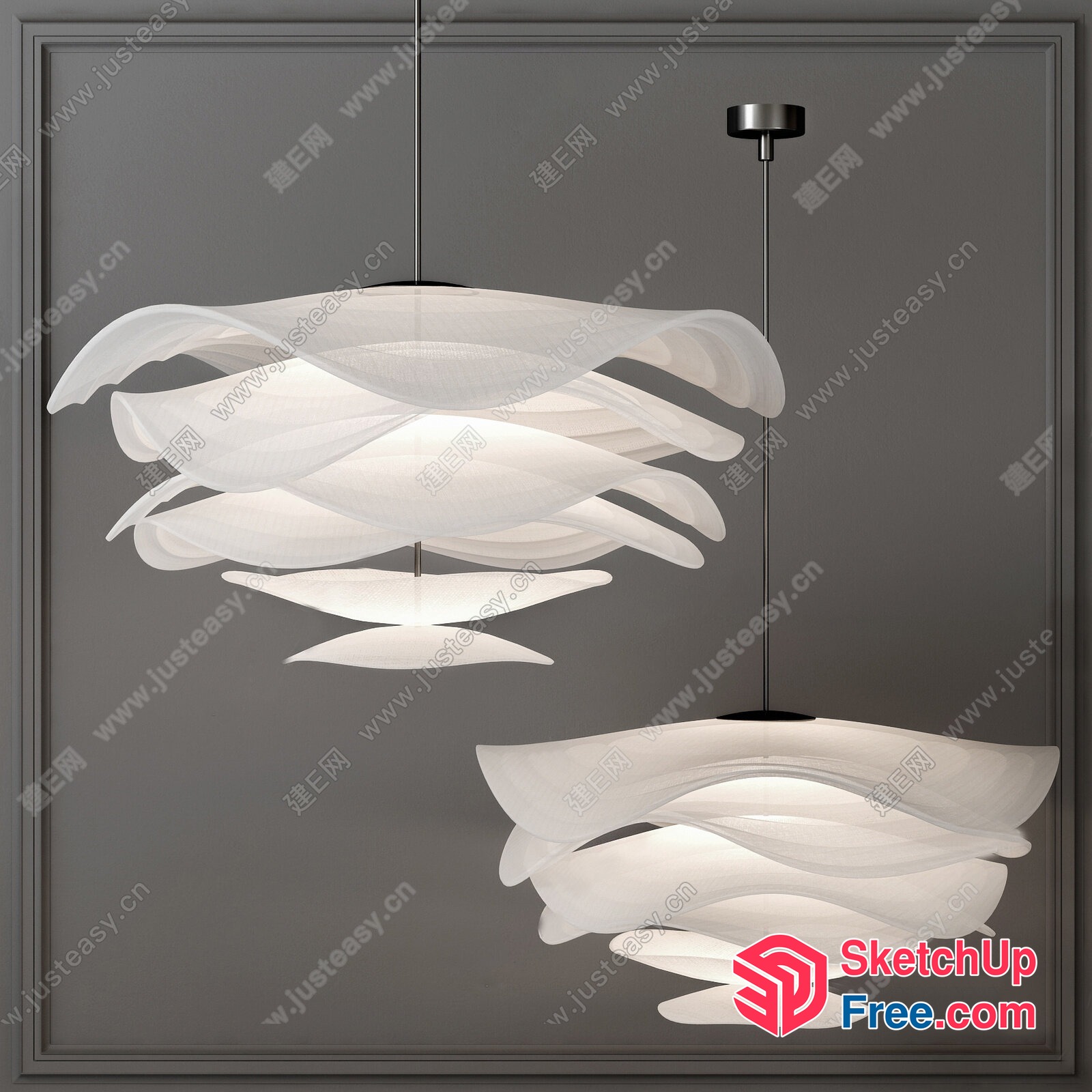 Hanging Light Fixtures With Unique, Organic Shapes 3D SketchUp File