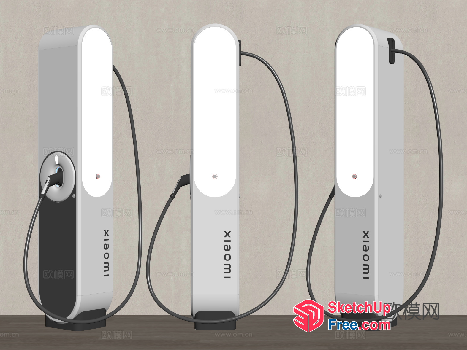 Three Charging Stations 3D SketchUp File
