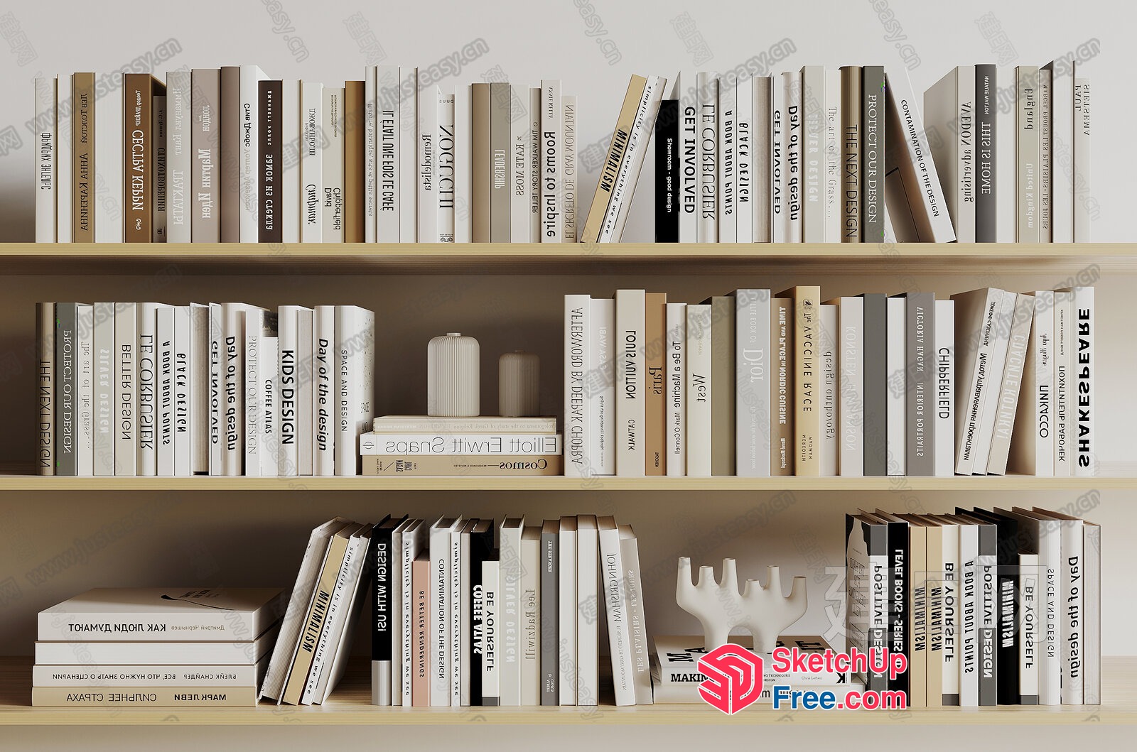 Modern Bookcase With Minimalist Design And Neutral Color Scheme 3D SketchUp File