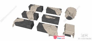 Black And White Fabric Furniture Collection 3D SketchUp File