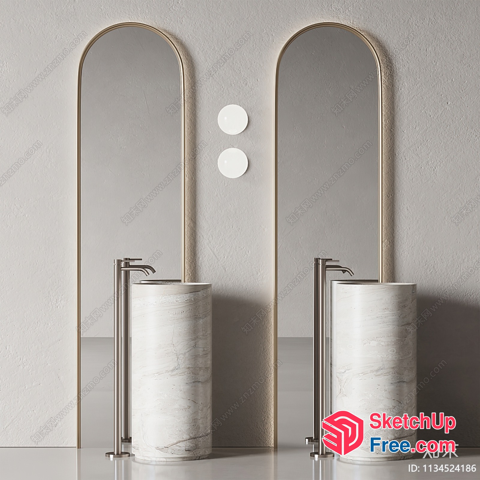 Elegant Modern Bathroom Sink And Mirror Set 3D SketchUp File