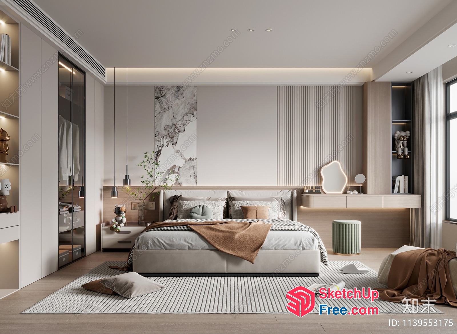 Minimalist Scandinavian Style Bedroom 3D SketchUp File