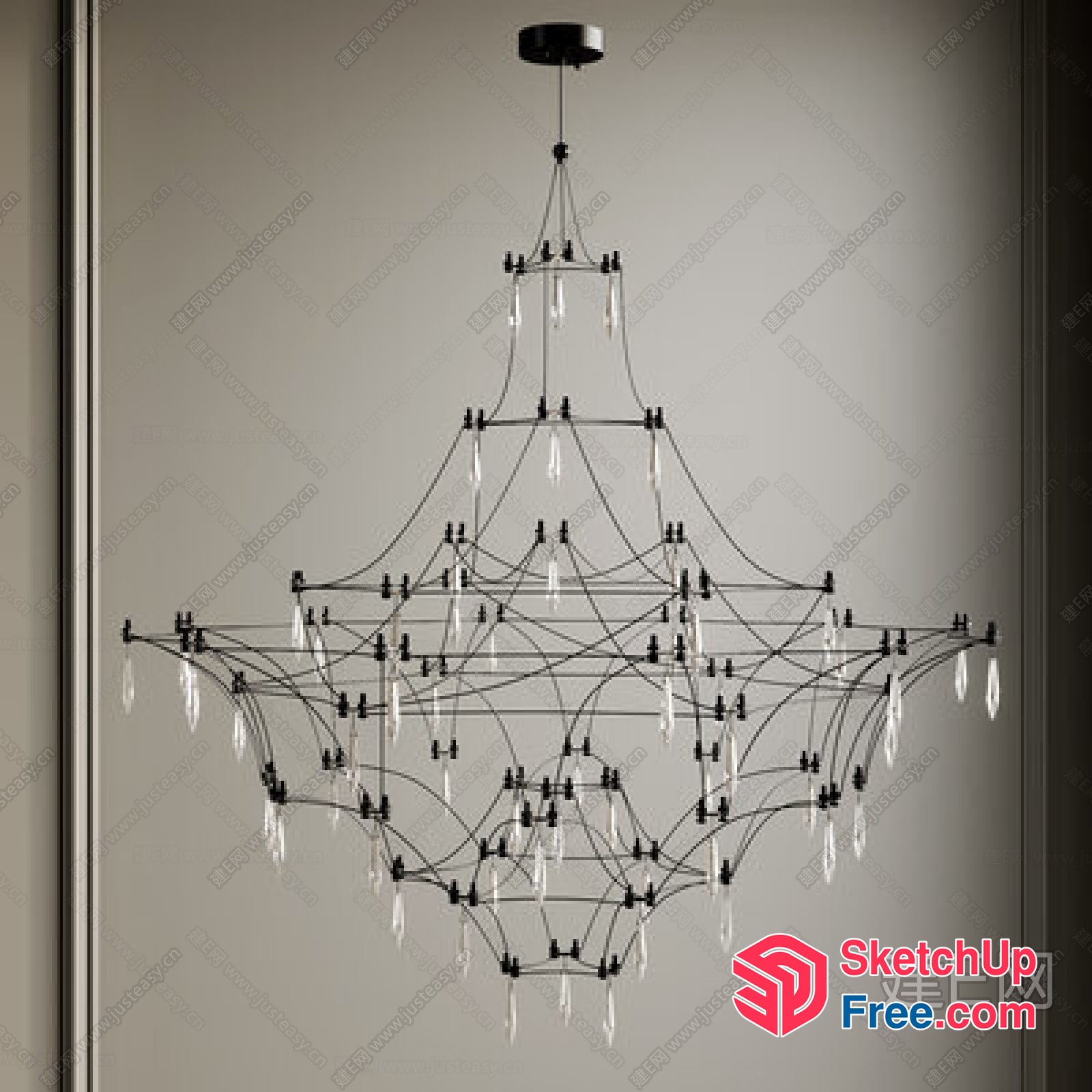 Intricate Chandelier With Glass Accents 3D SketchUp File