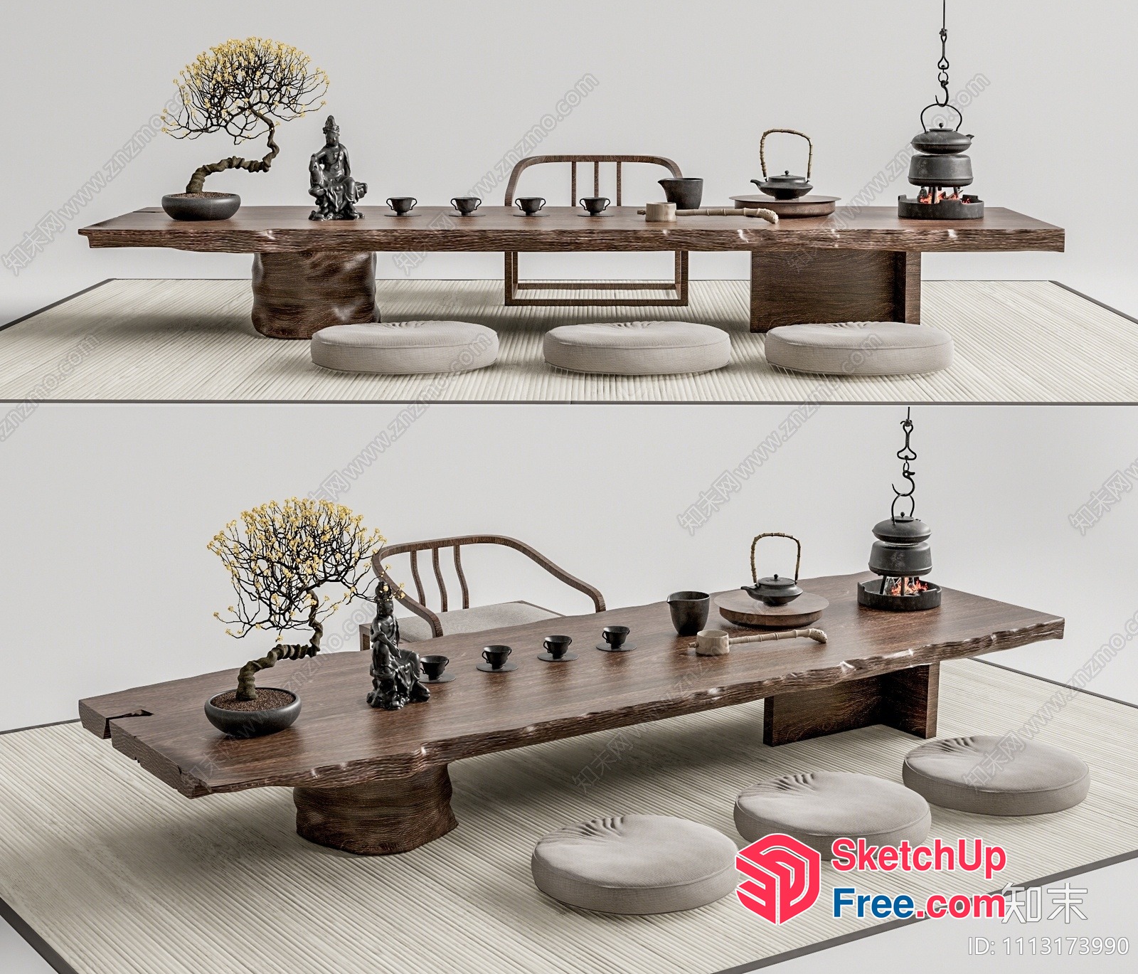 Traditional Japanese Tea Ceremony Setting 3D SketchUp File