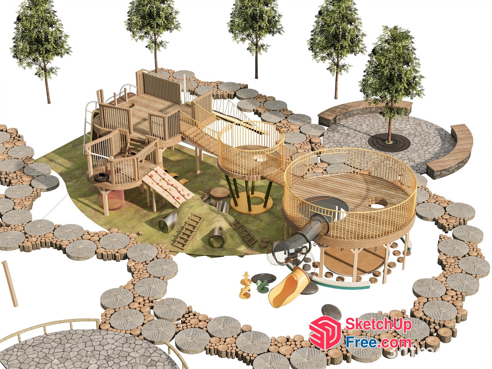 Modern Outdoor Playground With Unique Design Elements 3D SketchUp File