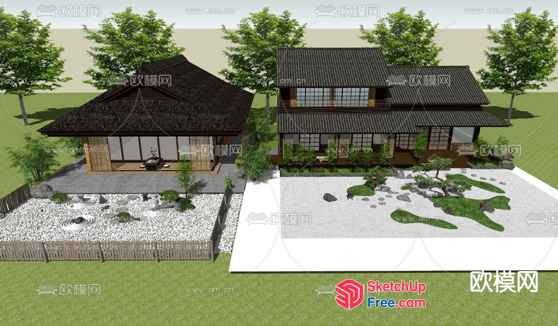 Japanese-Style Garden And Villa 3D SketchUp File