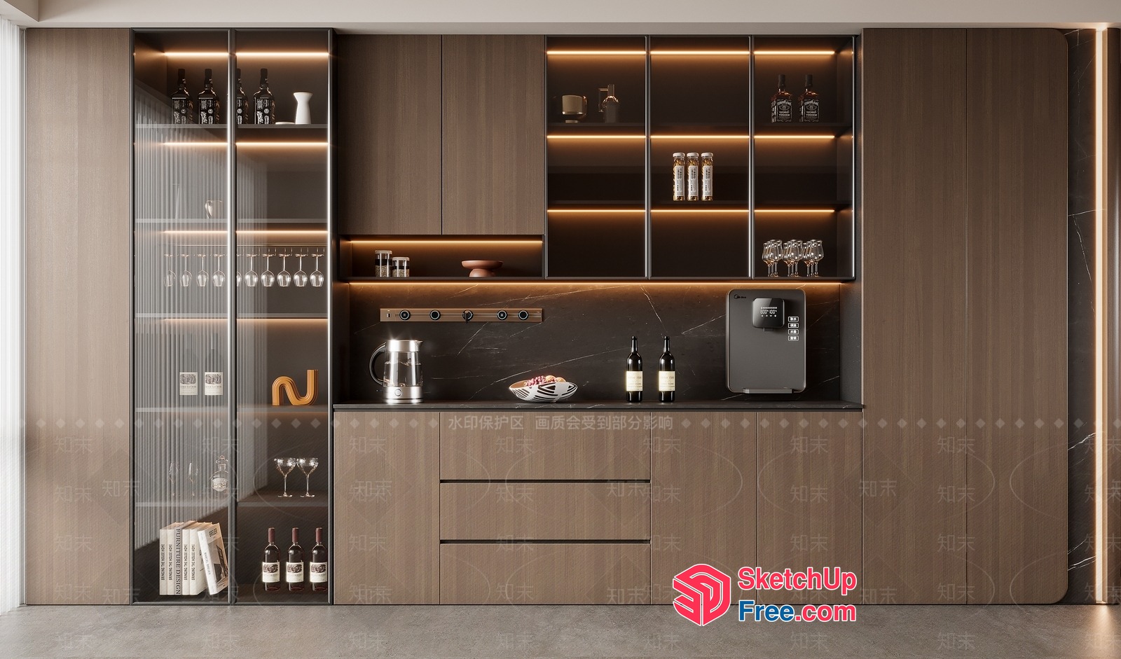 Modern Kitchen Bar And Storage Space 3D SketchUp File