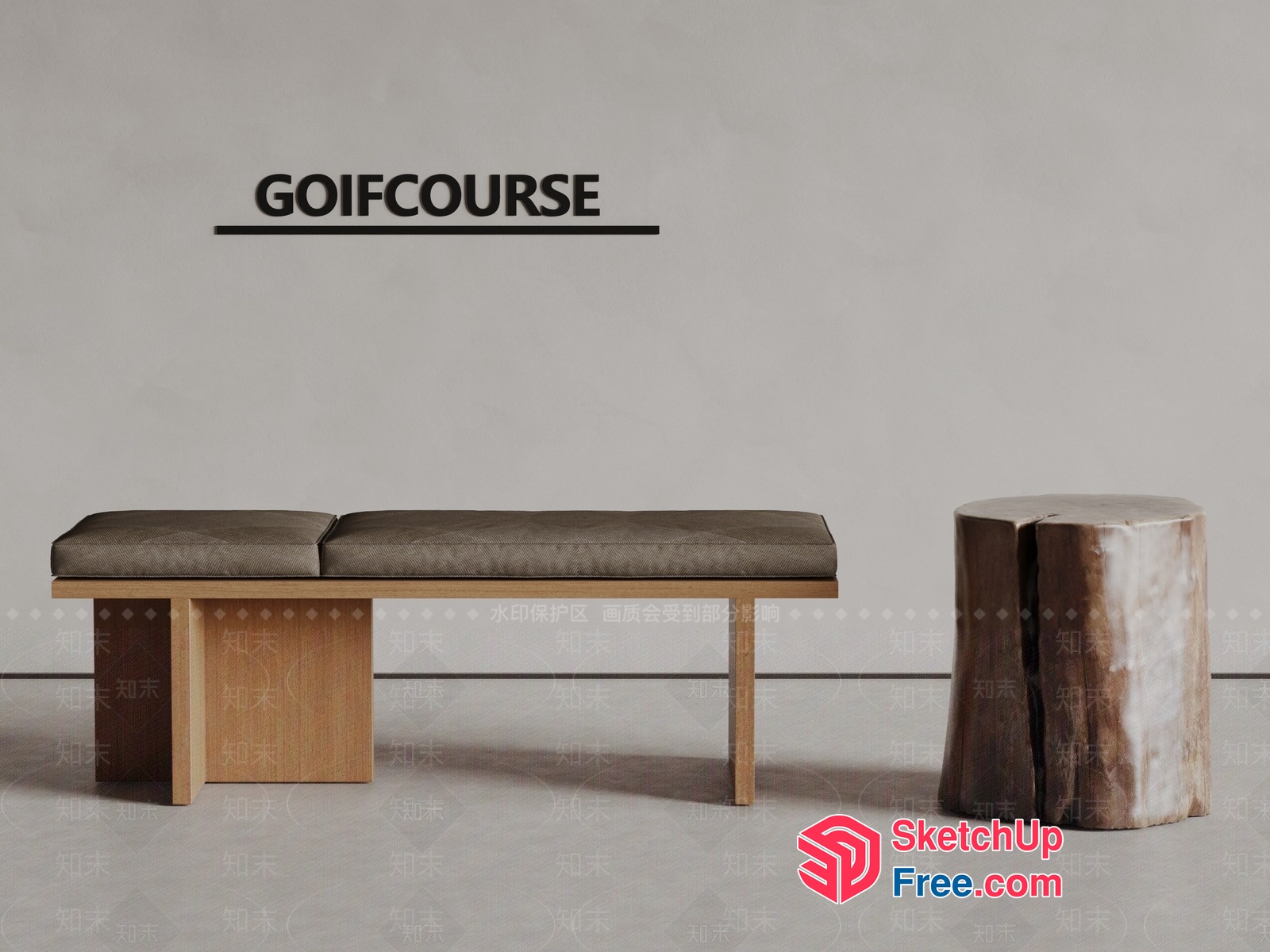Simple Modern Minimalist Wooden Bench And Stool 3D SketchUp File