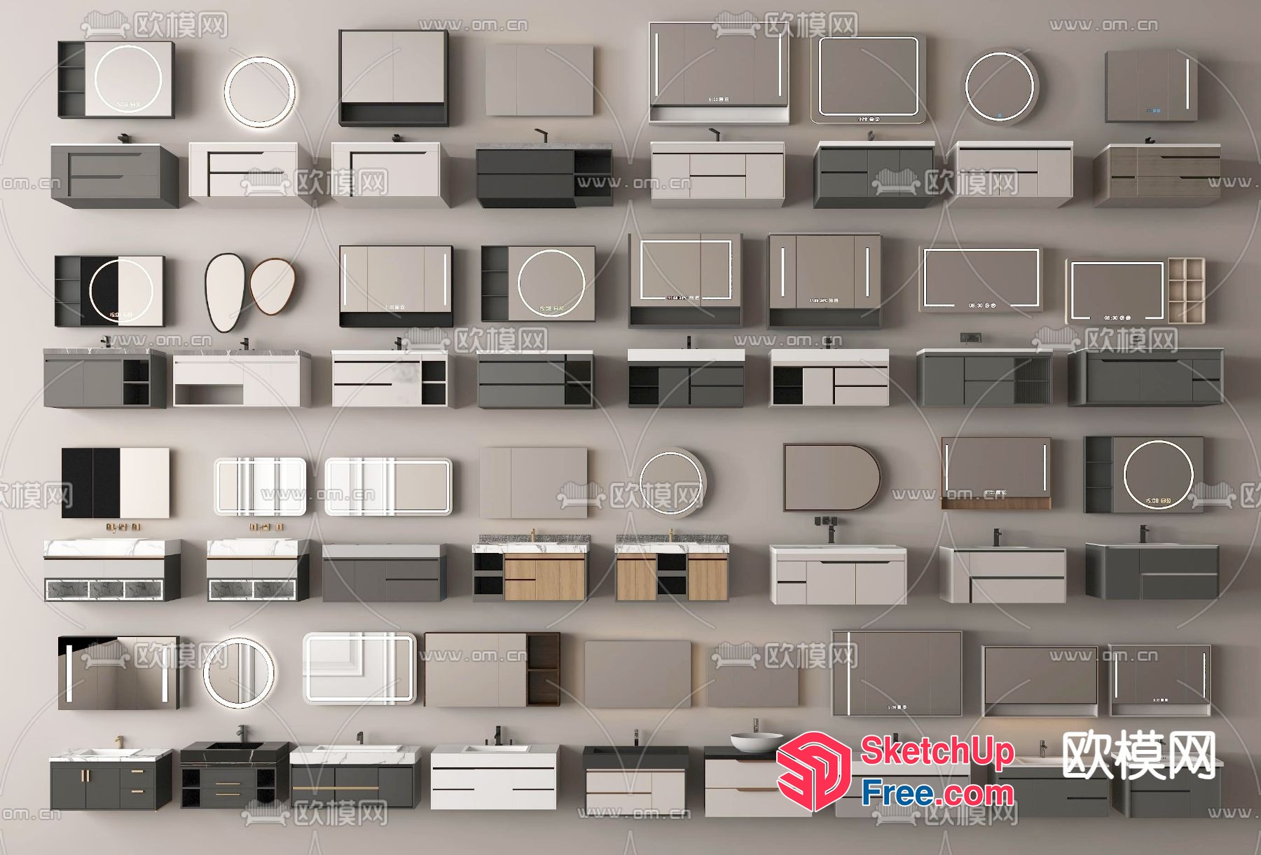 Modern Bathroom Vanity And Accessories Collection 3D SketchUp File
