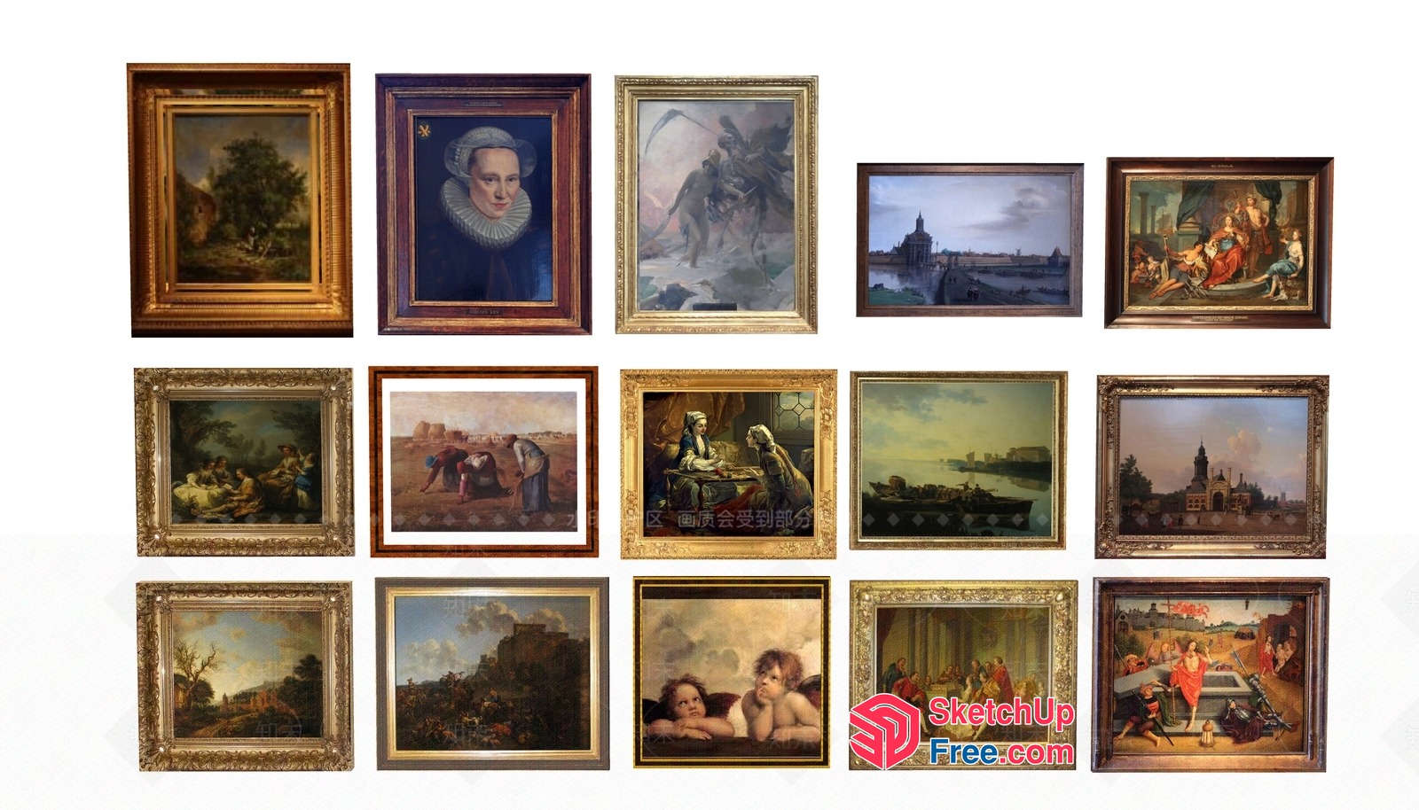 A Collection Of Framed Paintings From Various Styles And Periods 3D SketchUp File