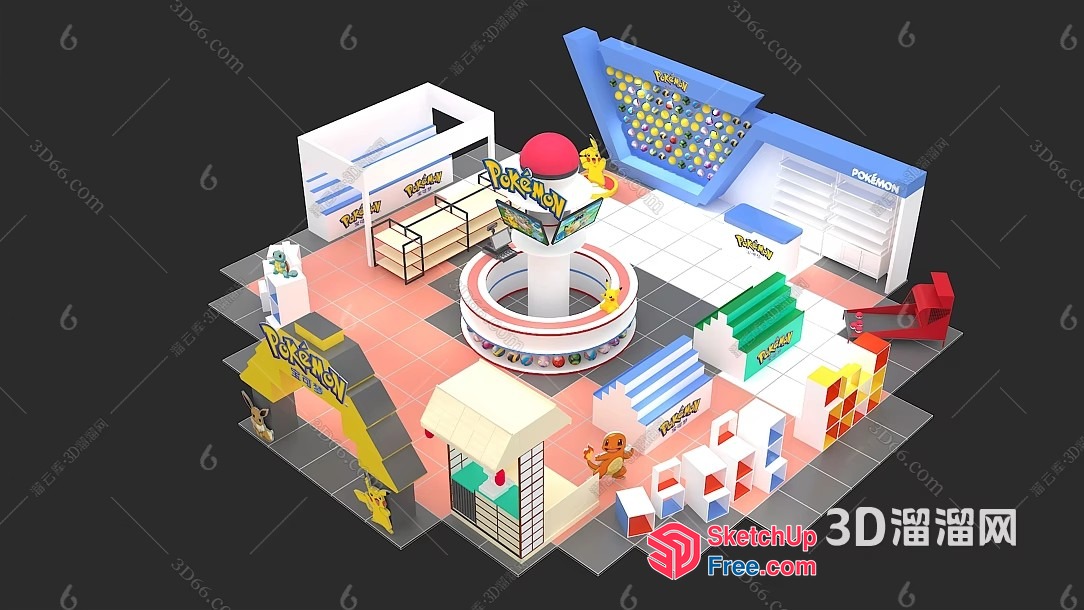 3D Pokémon-Themed Store Interior 3D SketchUp File