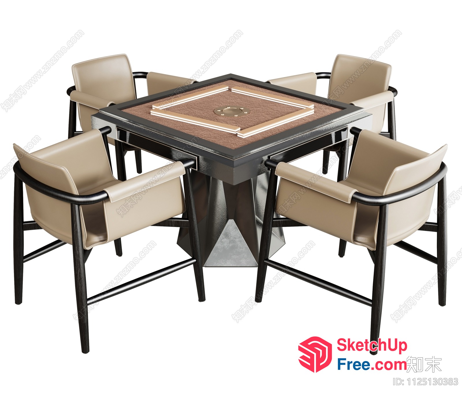 Modern Square Table And Chairs Set 3D SketchUp File