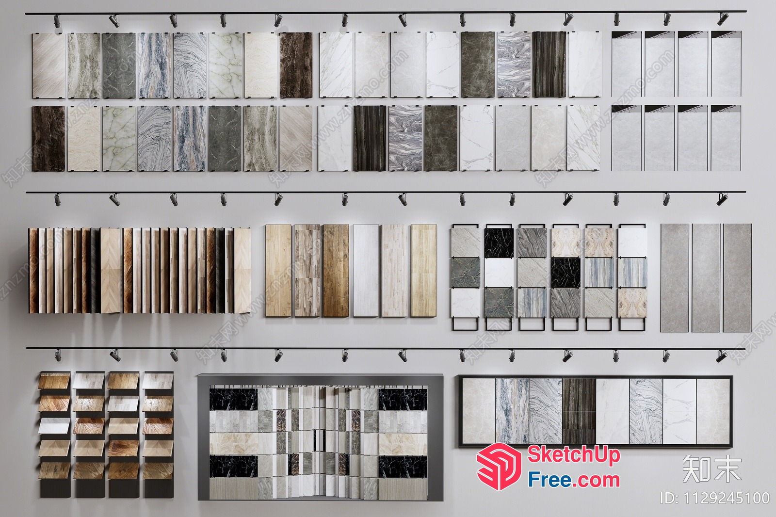 Marble And Wood Tile Samples 3D SketchUp File