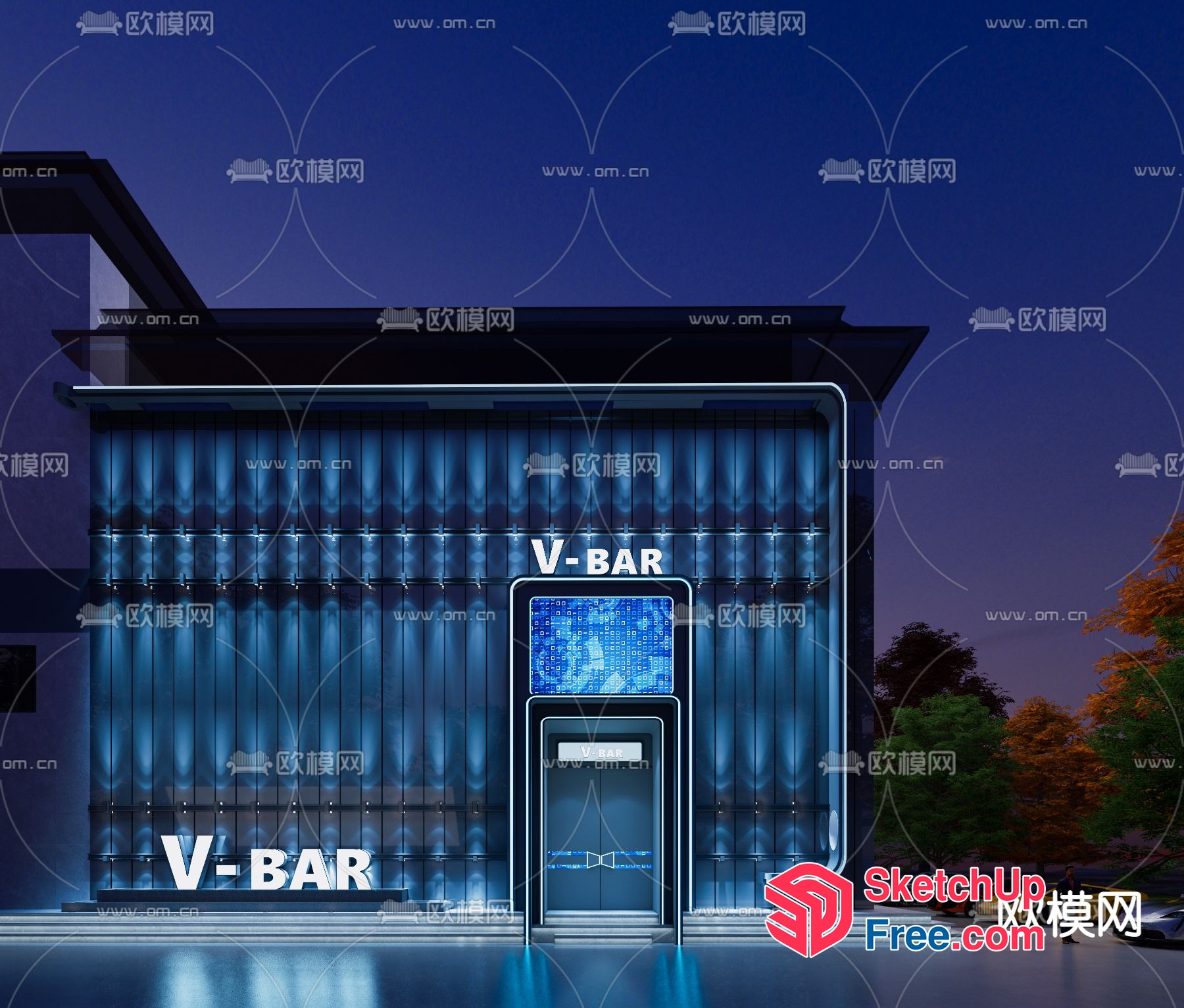 Futuristic Gas Station Exterior 3D SketchUp File