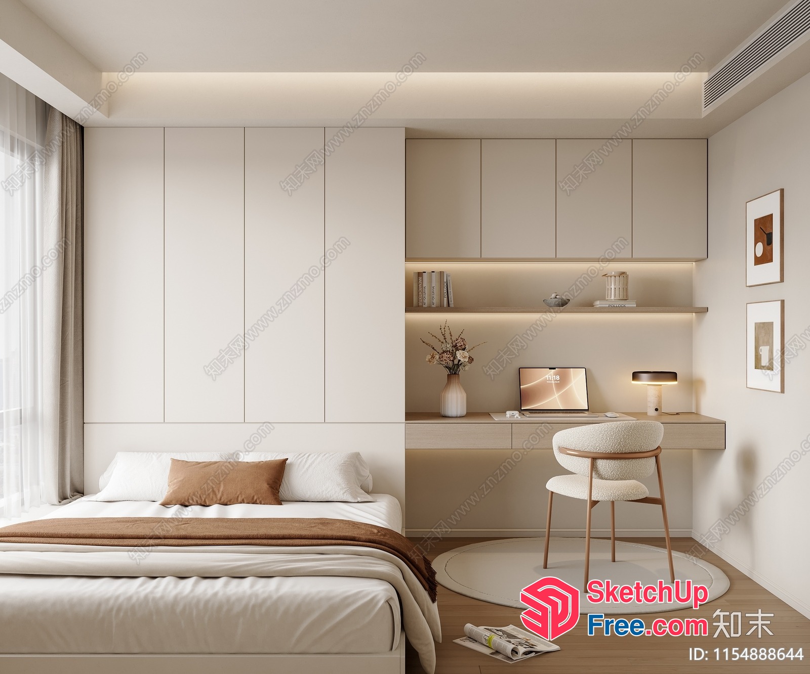 Minimalist Modern Bedroom Interior 3D SketchUp File